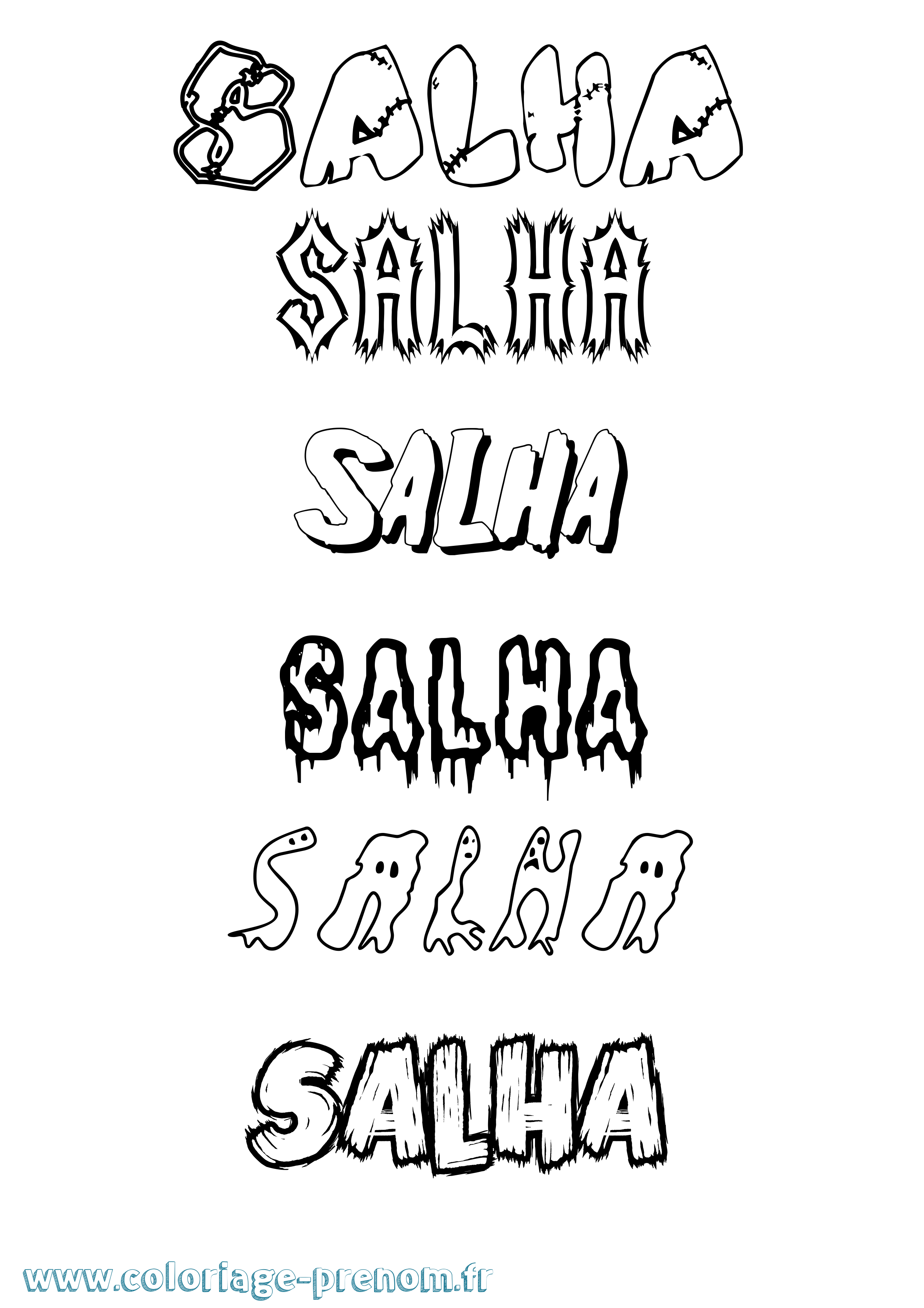 Coloriage Salha Frisson Coloriage prénom Salha Frisson