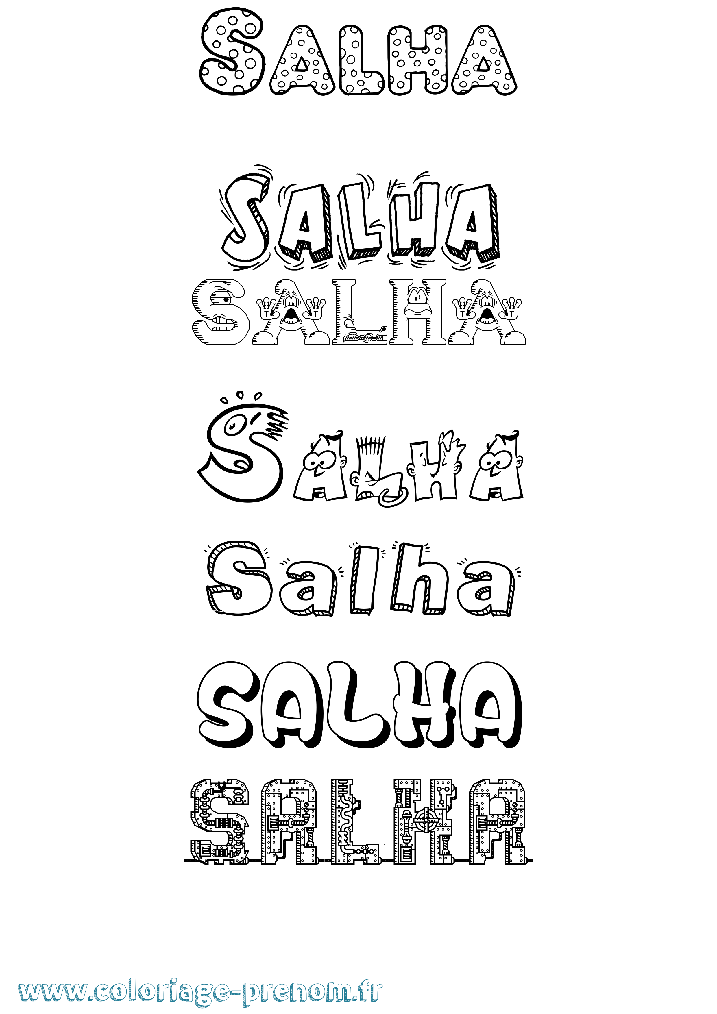 Coloriage prénom Salha Fun