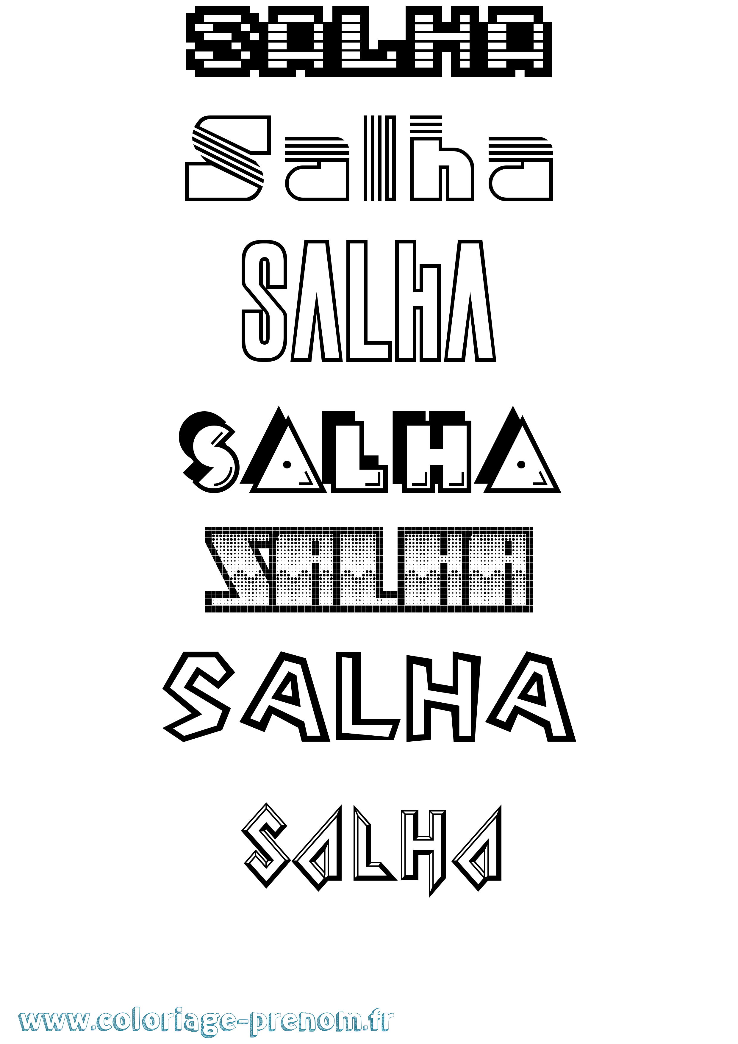 Coloriage Salha Jeux Vidéos Coloriage prénom Salha Jeux Vidéos
