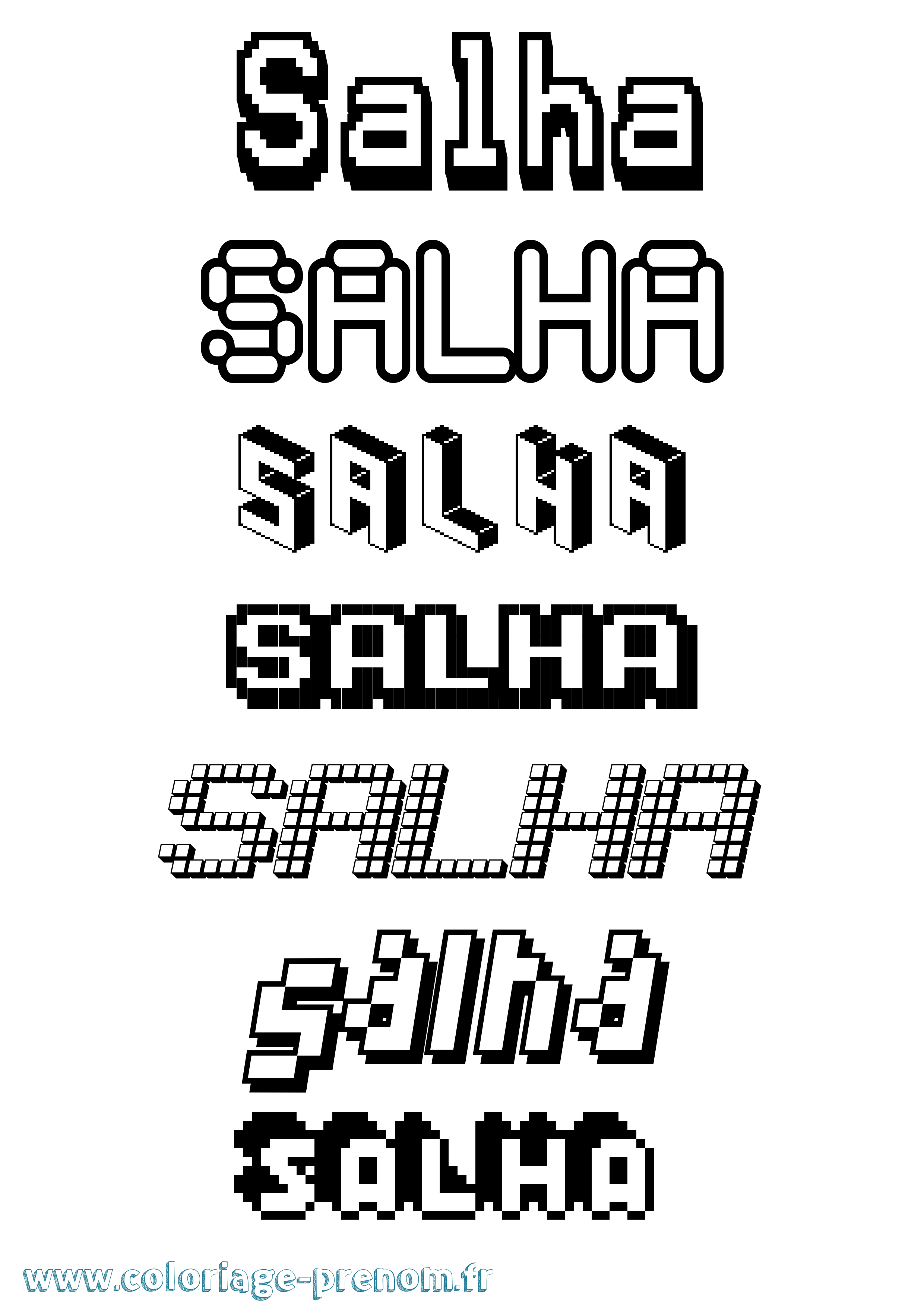 Coloriage Salha Pixel Coloriage prénom Salha Pixel