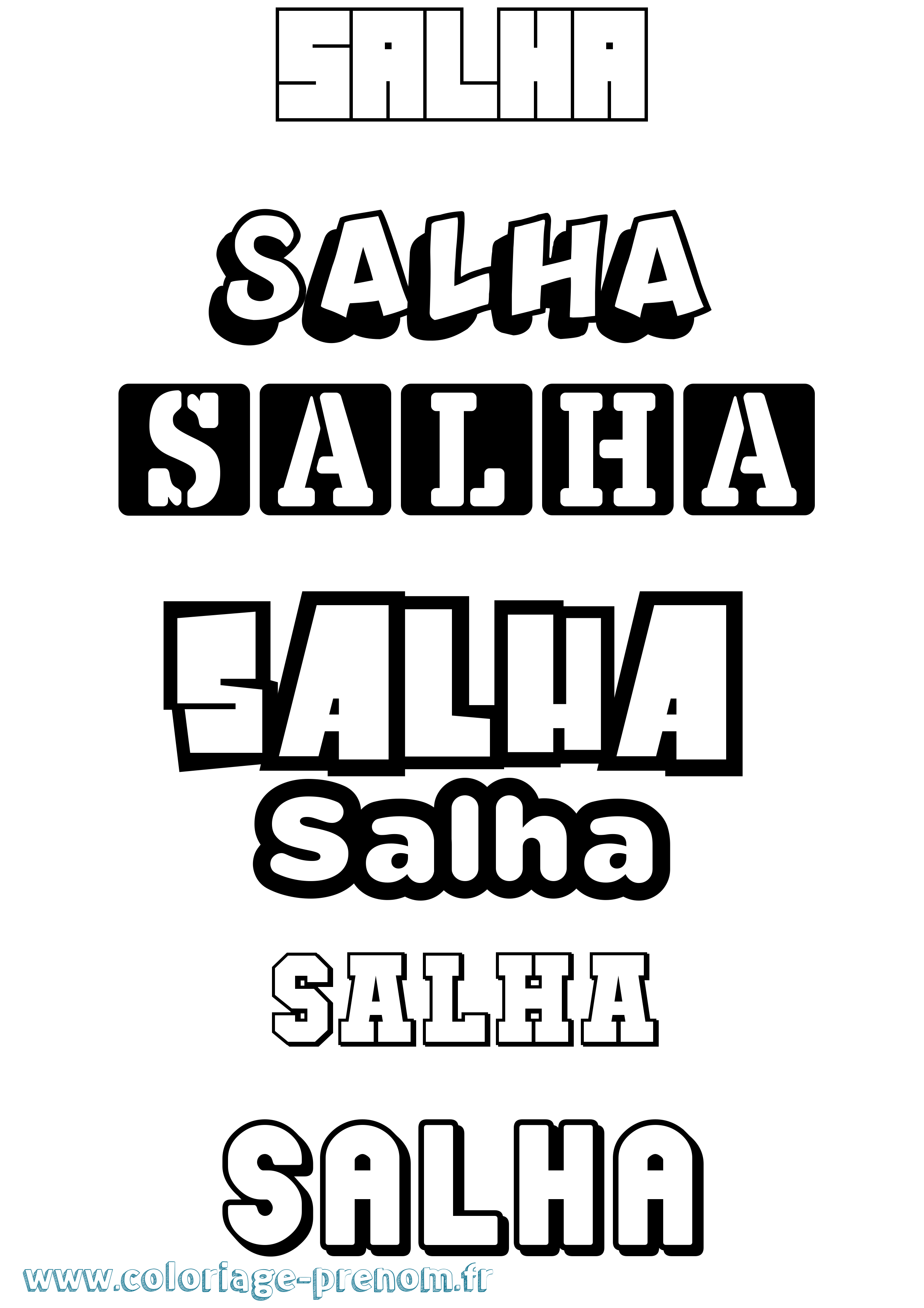 Coloriage prénom Salha Simple