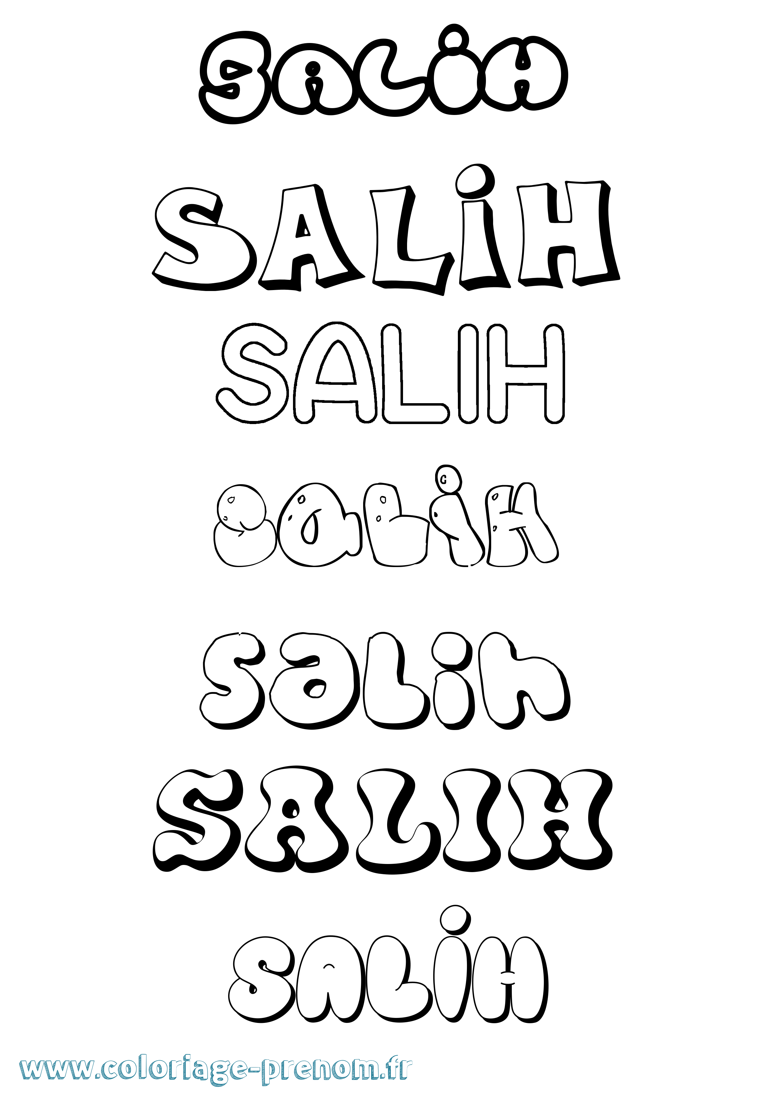 Coloriage prénom Salih Bubble