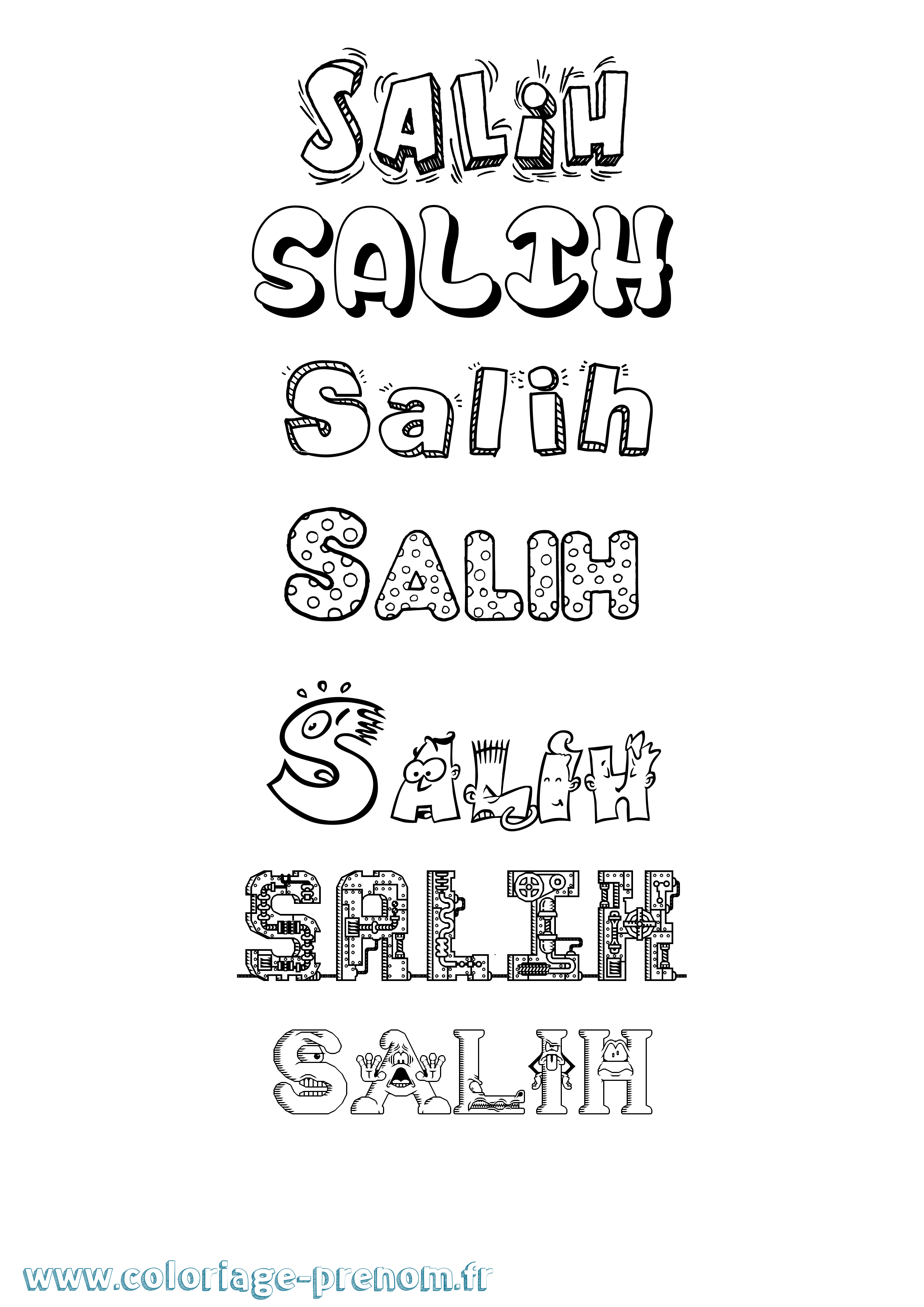 Coloriage prénom Salih Fun