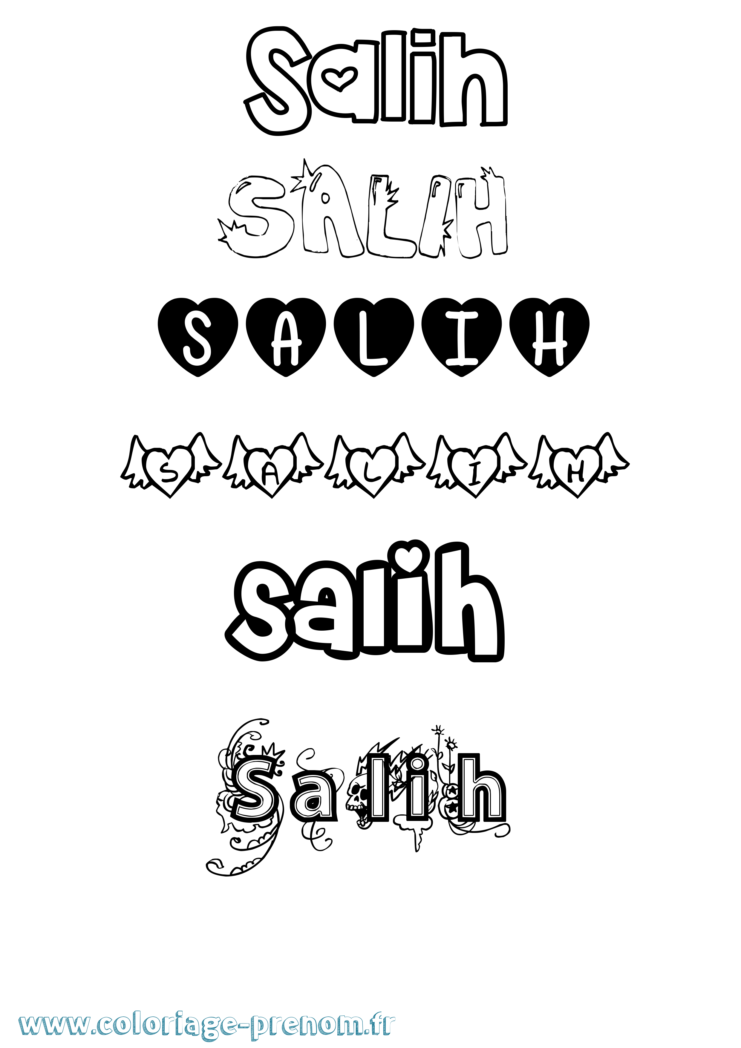 Coloriage prénom Salih Girly
