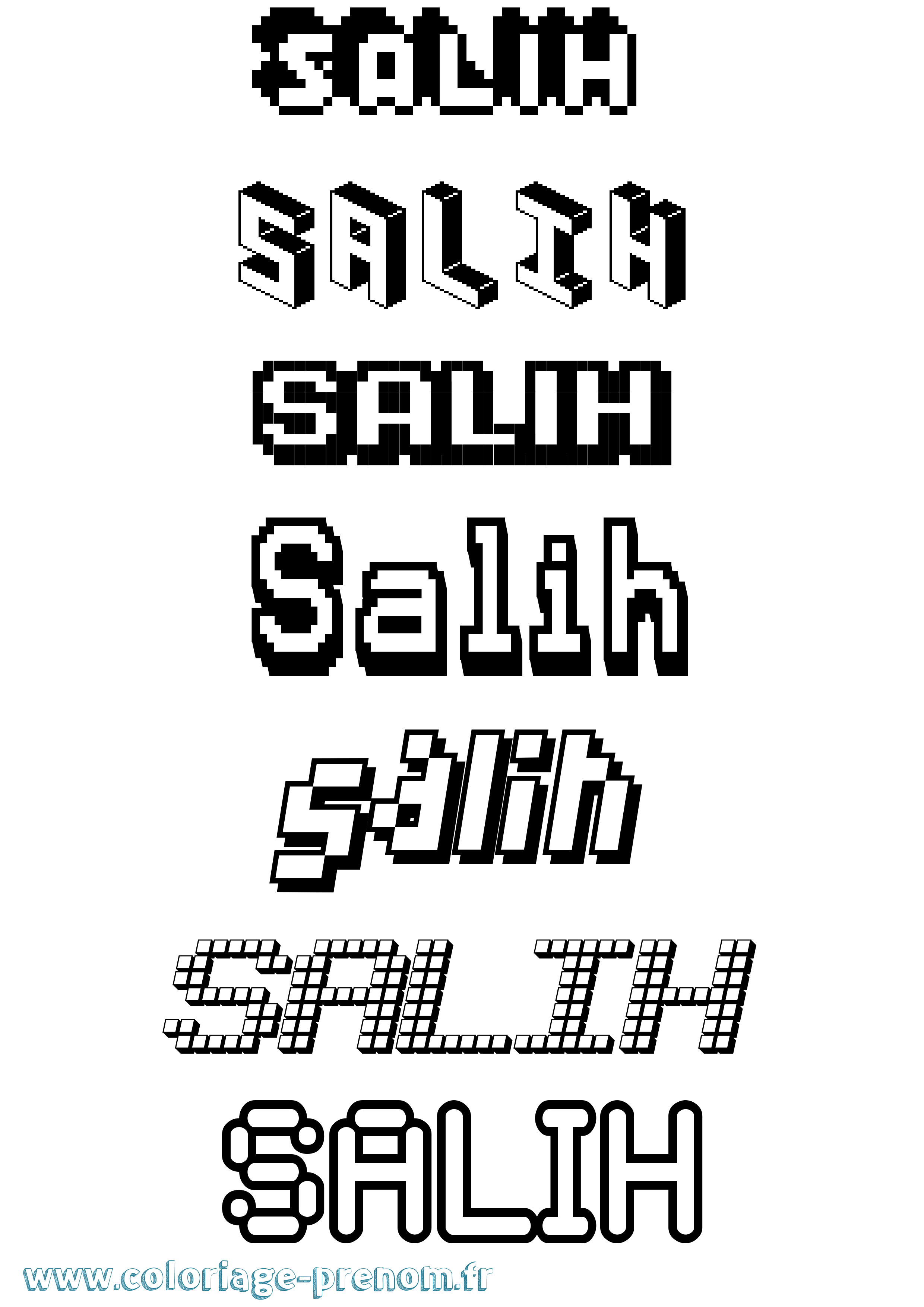 Coloriage prénom Salih Pixel