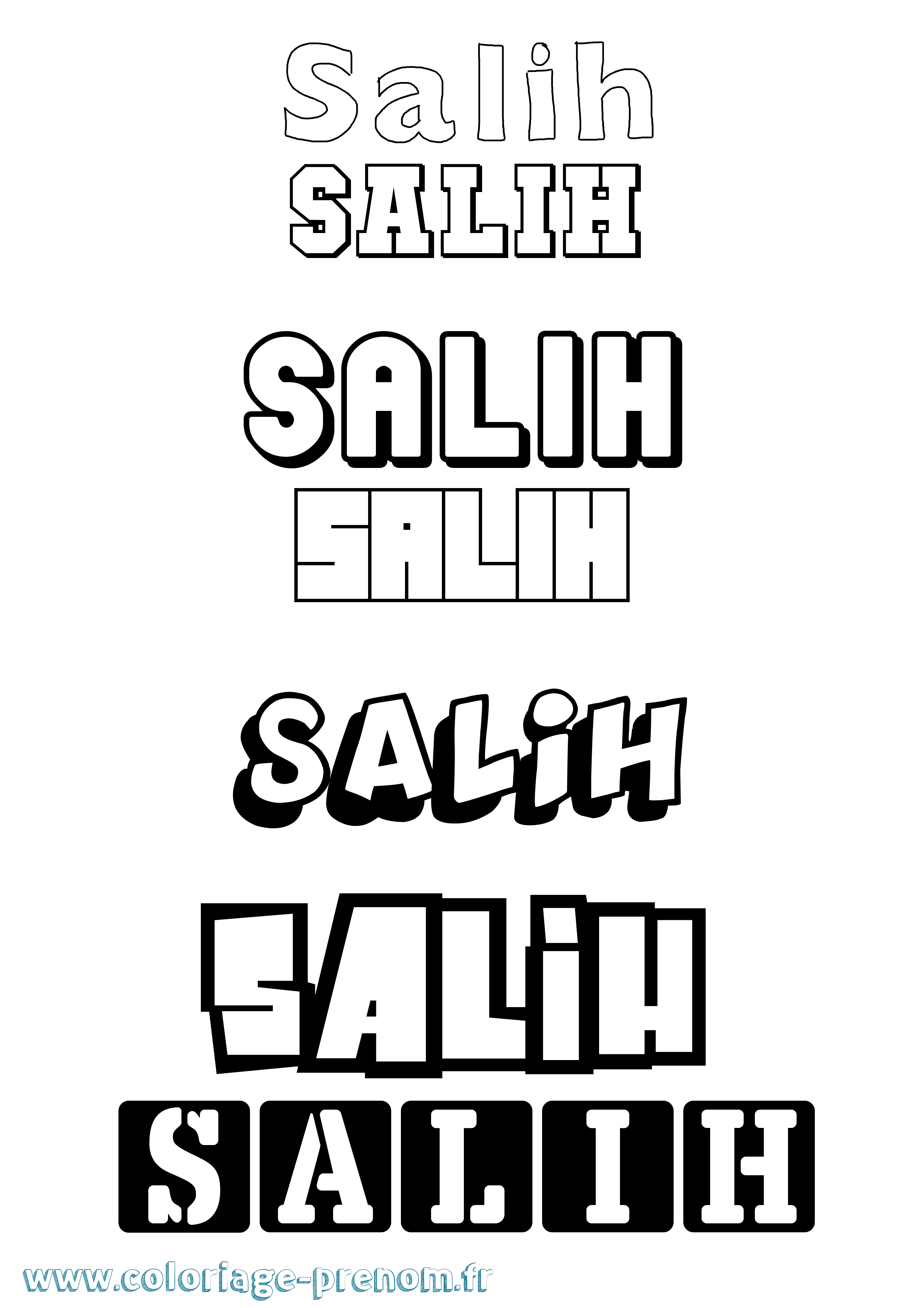 Coloriage prénom Salih Simple