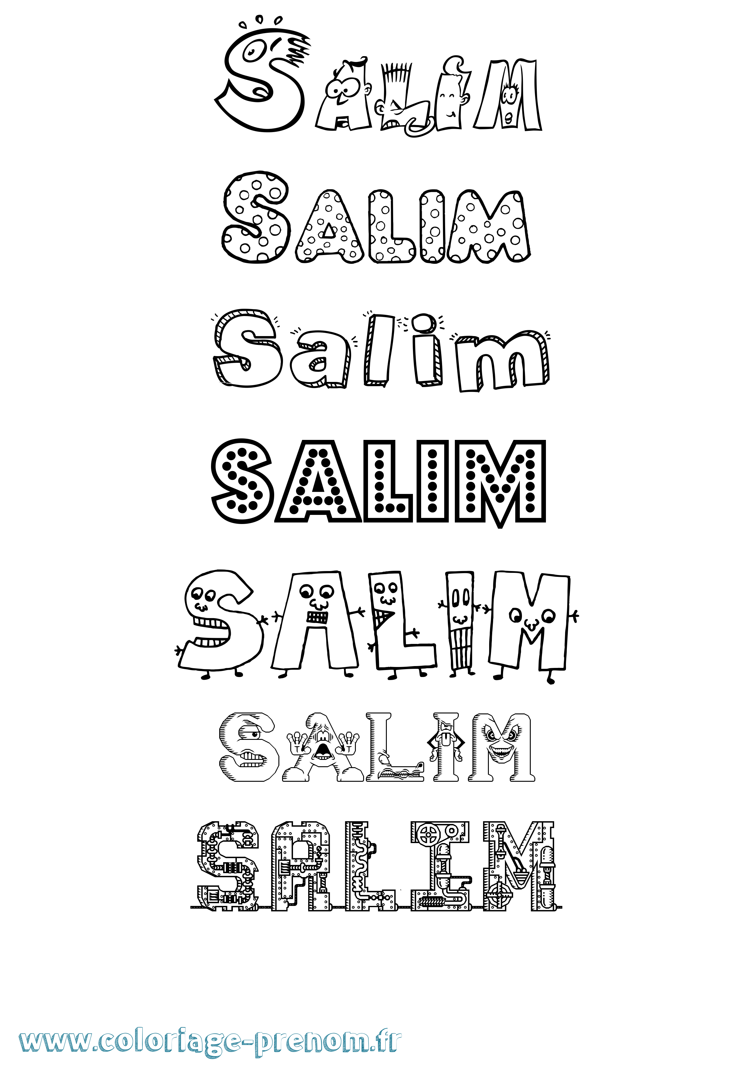 Coloriage prénom Salim Fun