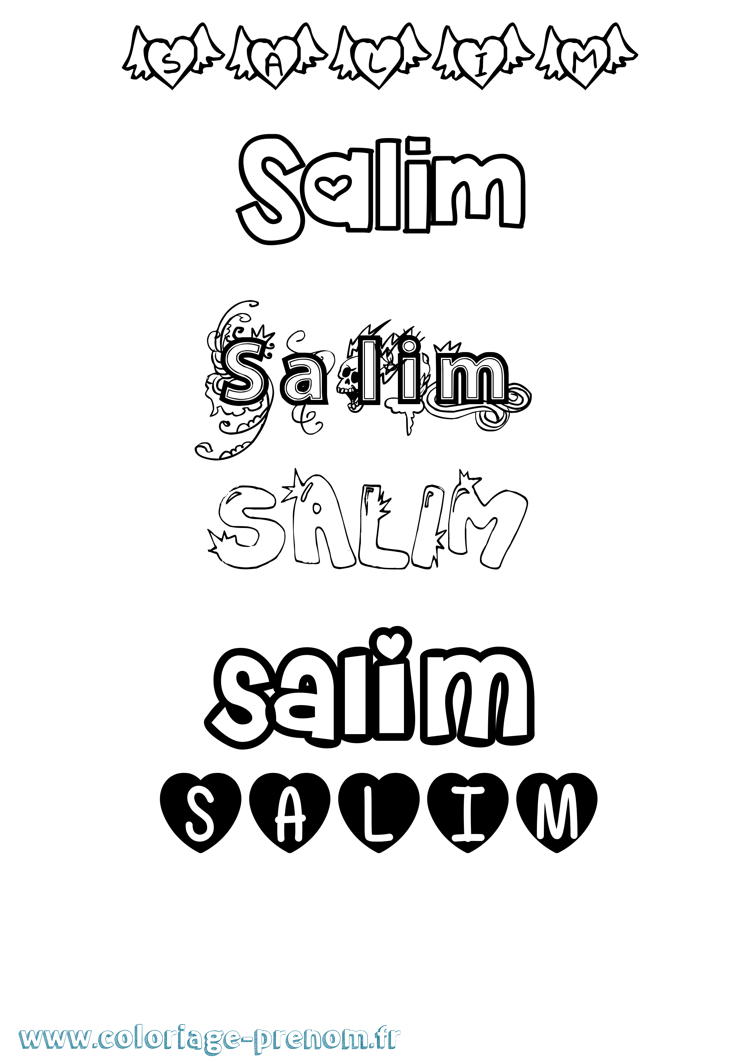 Coloriage prénom Salim Girly