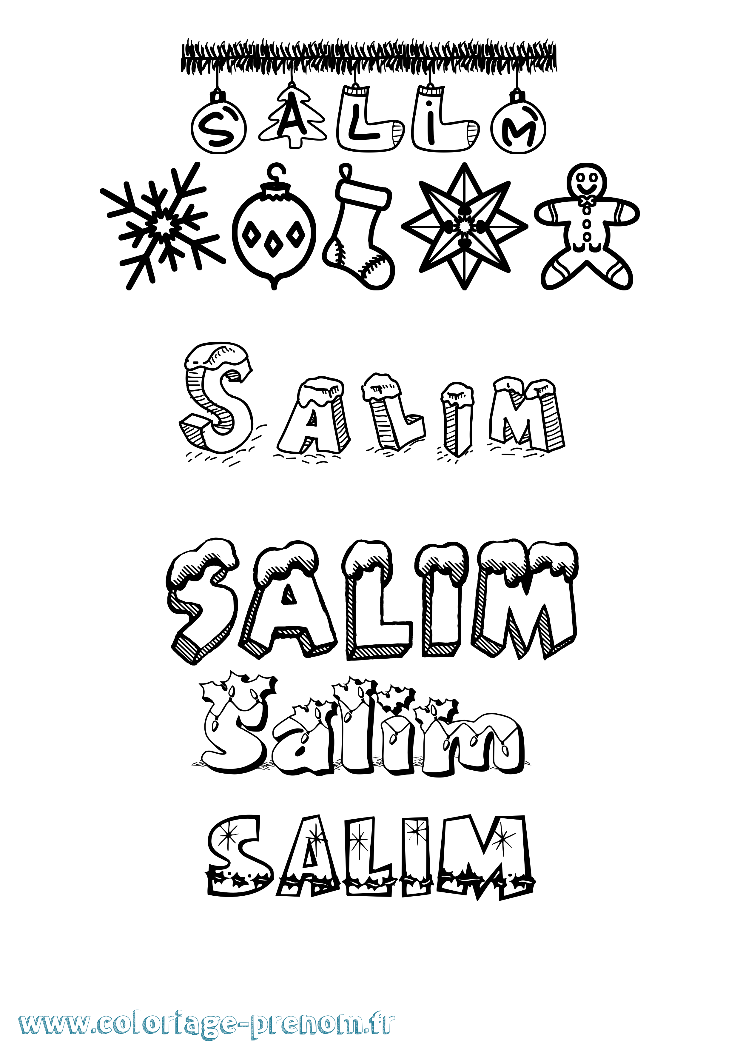 Coloriage prénom Salim Noël