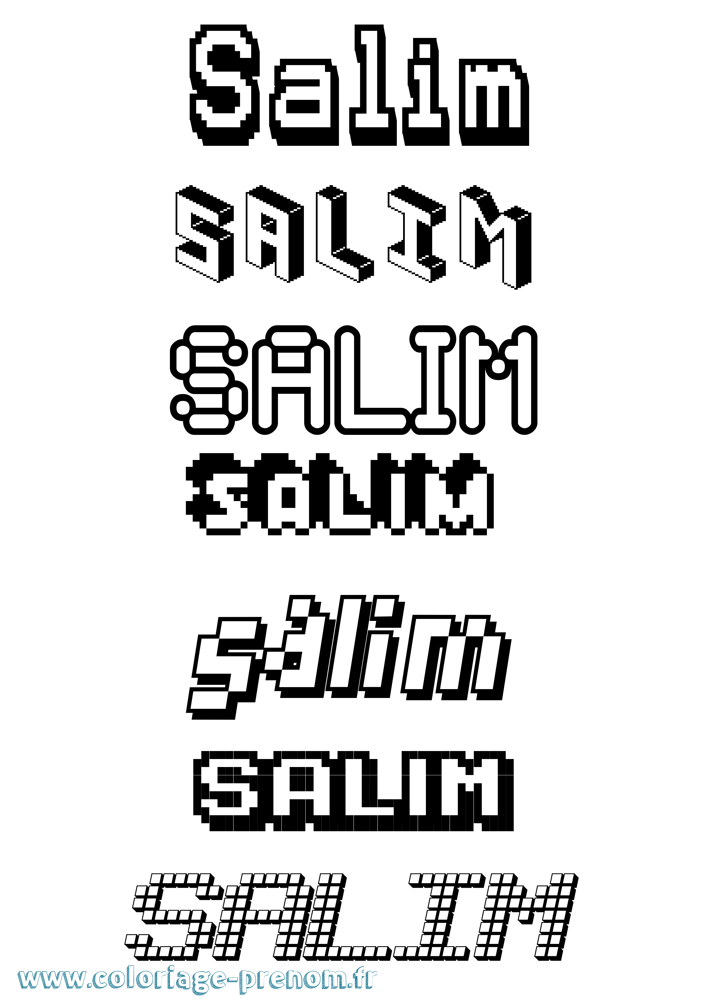 Coloriage prénom Salim Pixel
