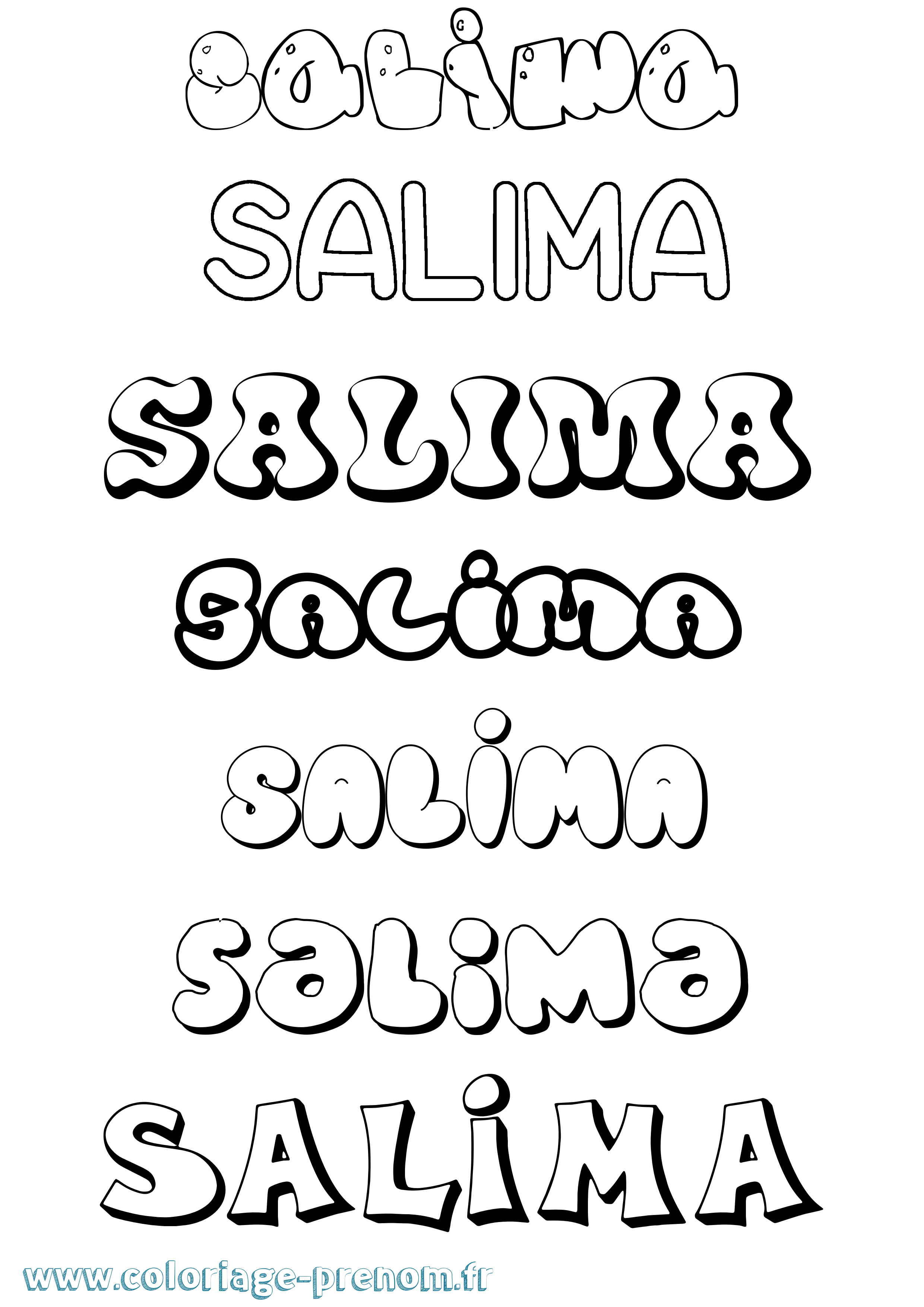 Coloriage prénom Salima Bubble