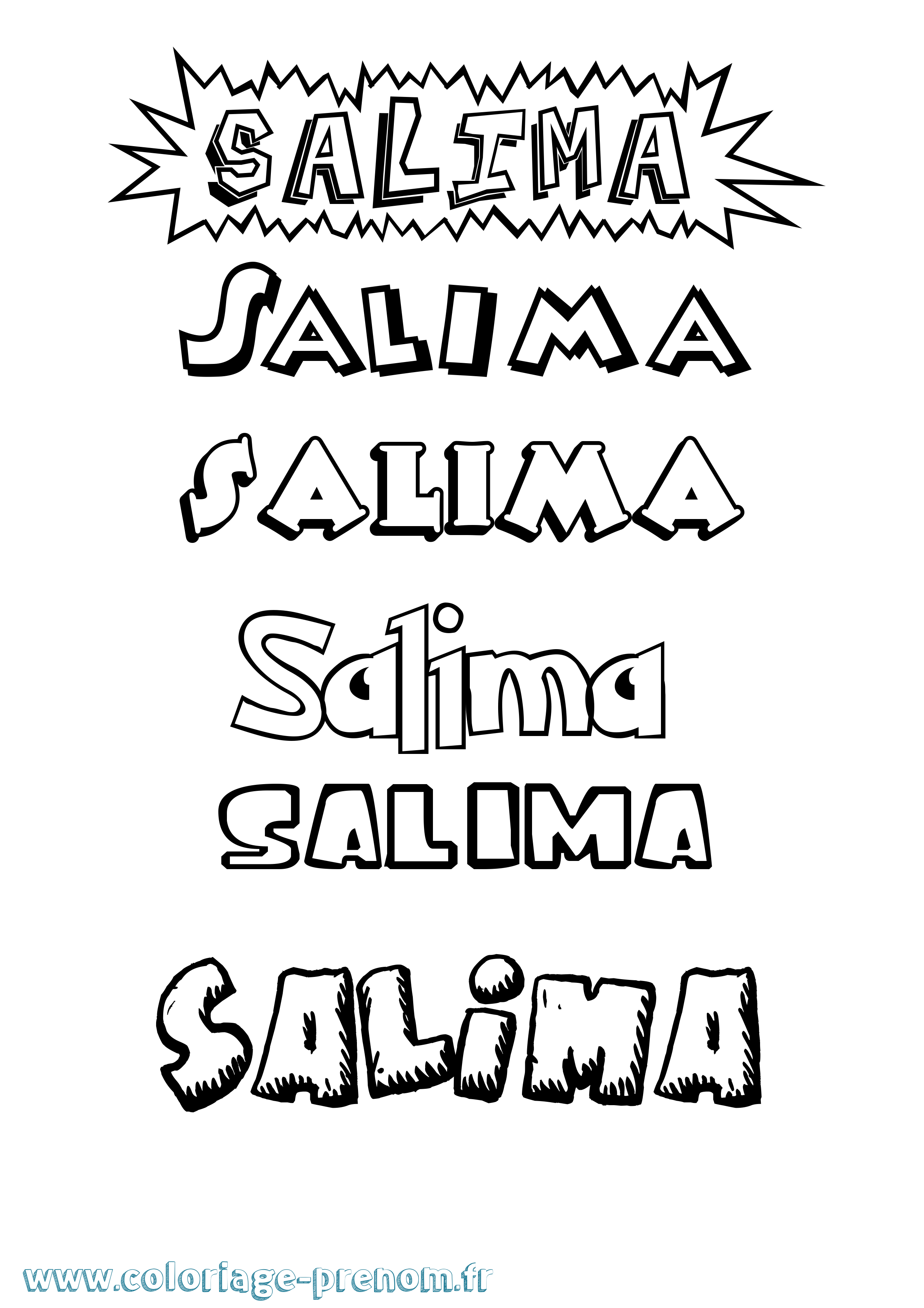 Coloriage Salima Dessin Animé Coloriage prénom Salima Dessin Animé