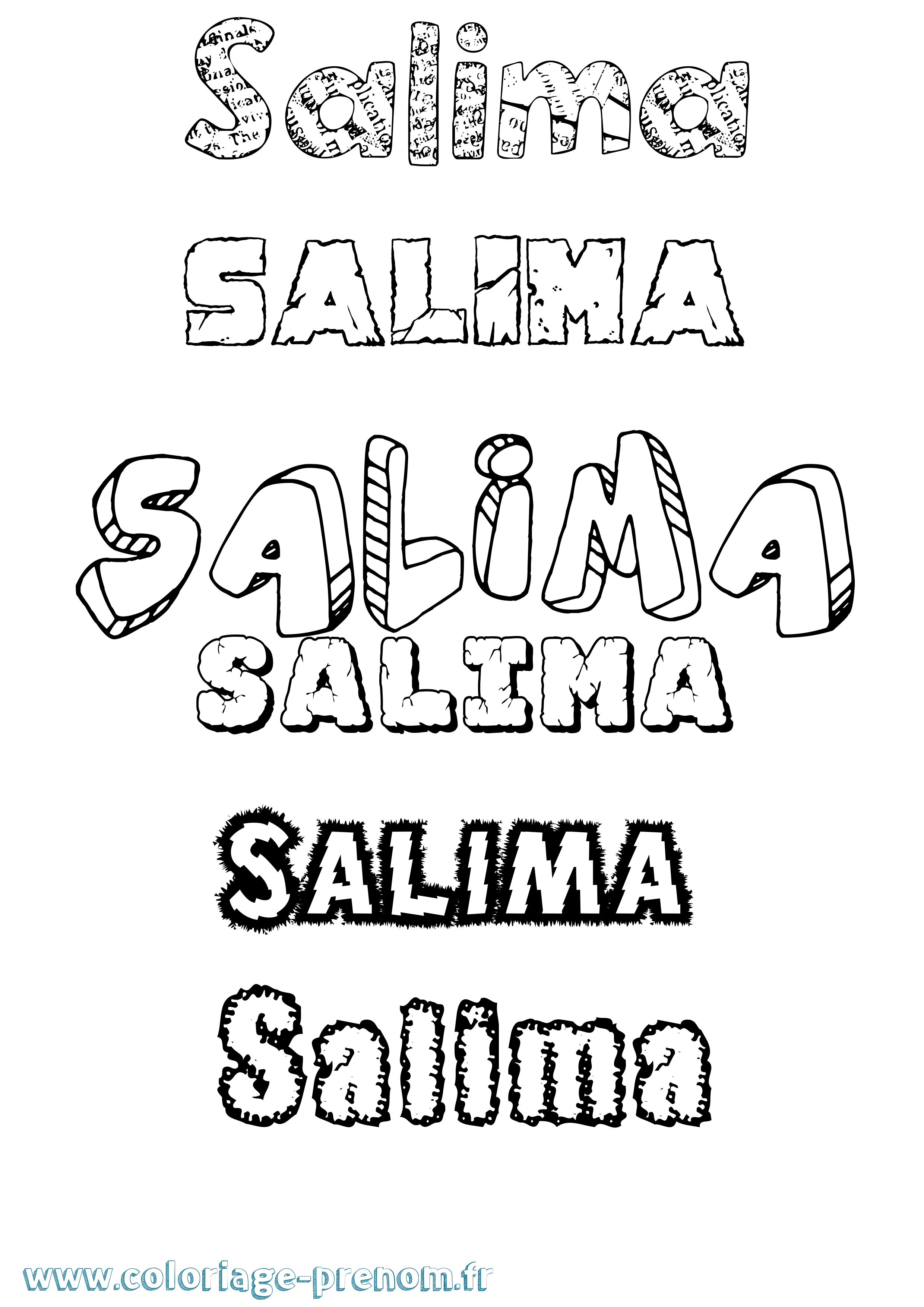 Coloriage Salima Destructuré Coloriage prénom Salima Destructuré