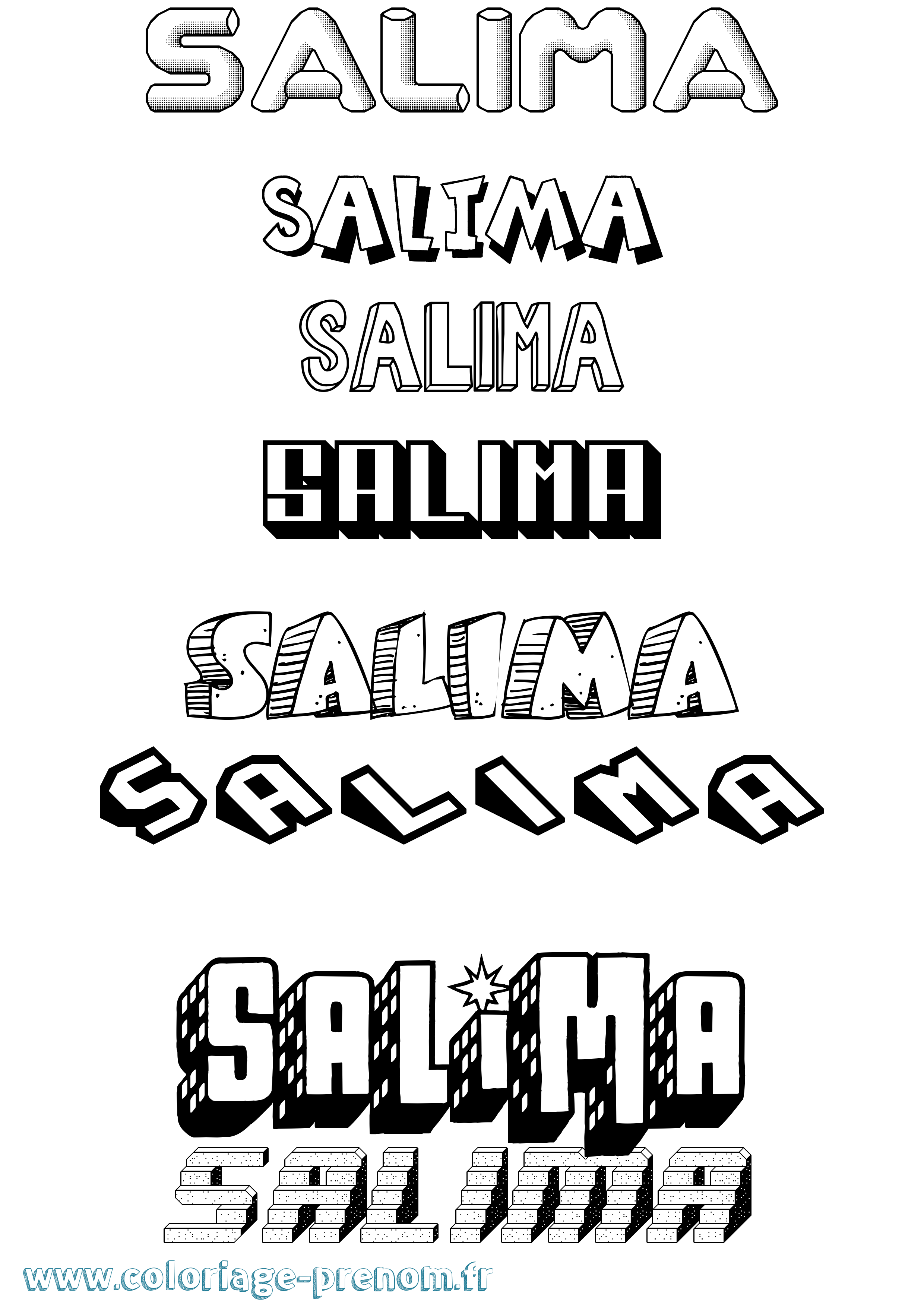 Coloriage prénom Salima Effet 3D