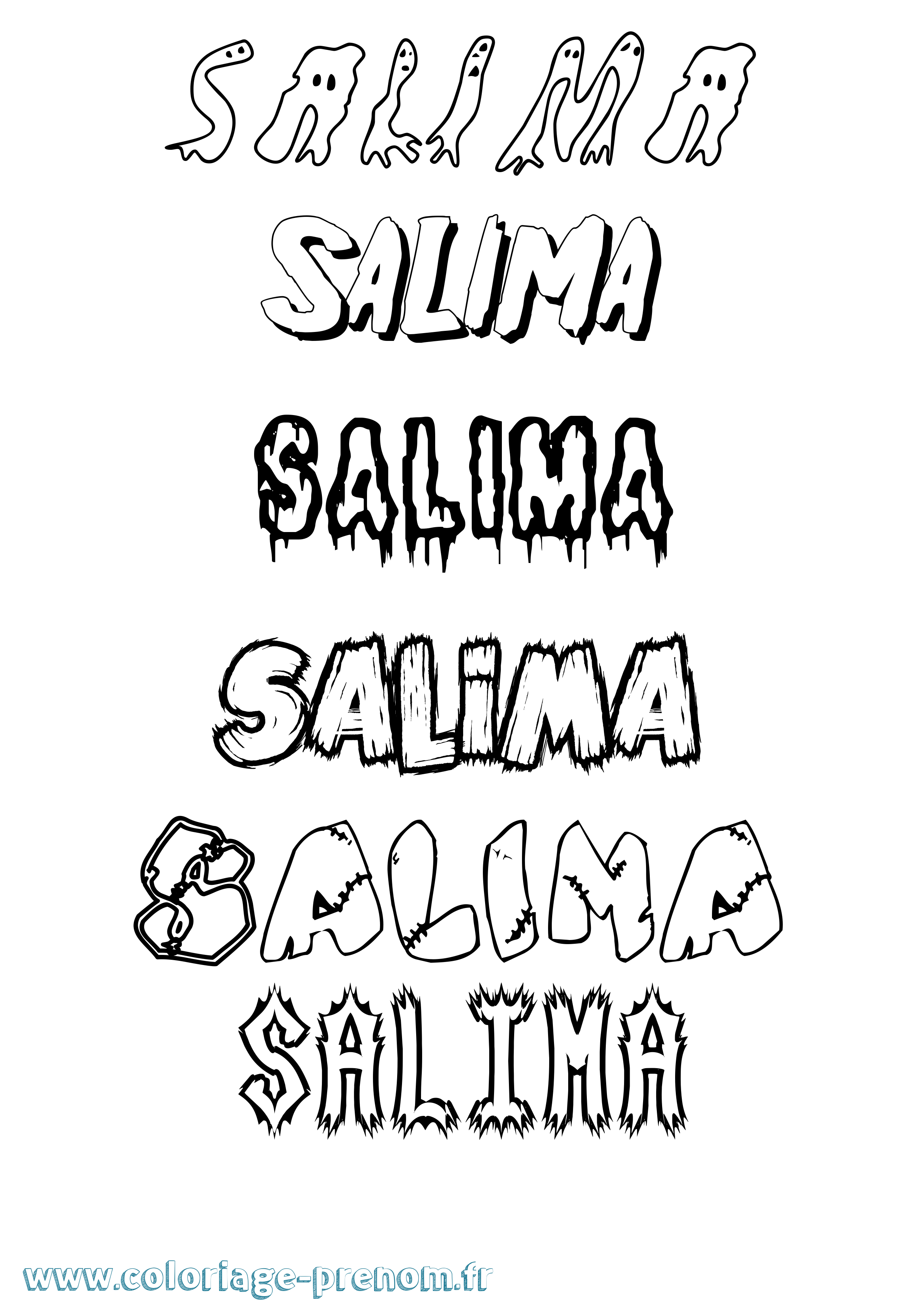 Coloriage Salima Frisson Coloriage prénom Salima Frisson