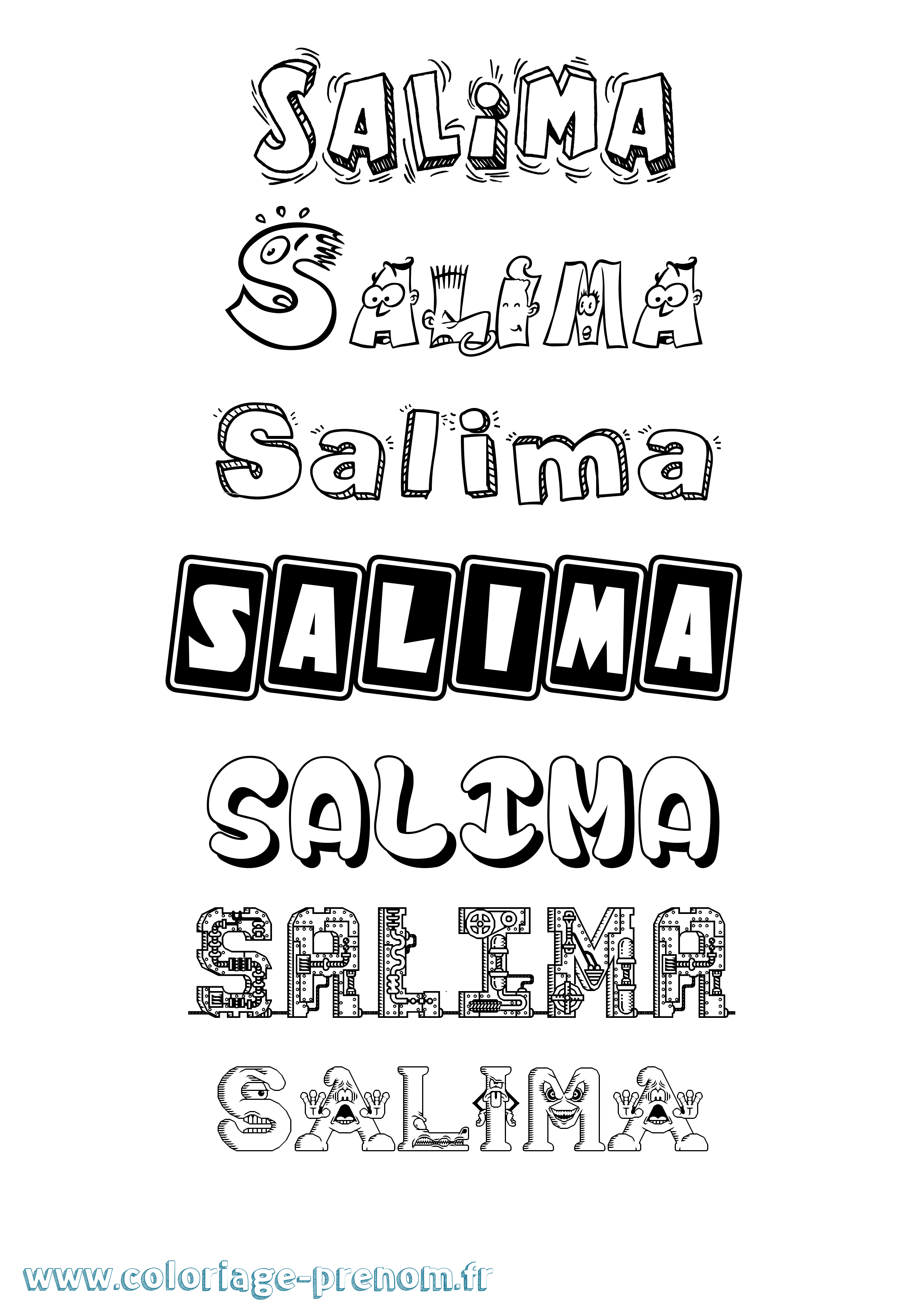 Coloriage prénom Salima Fun