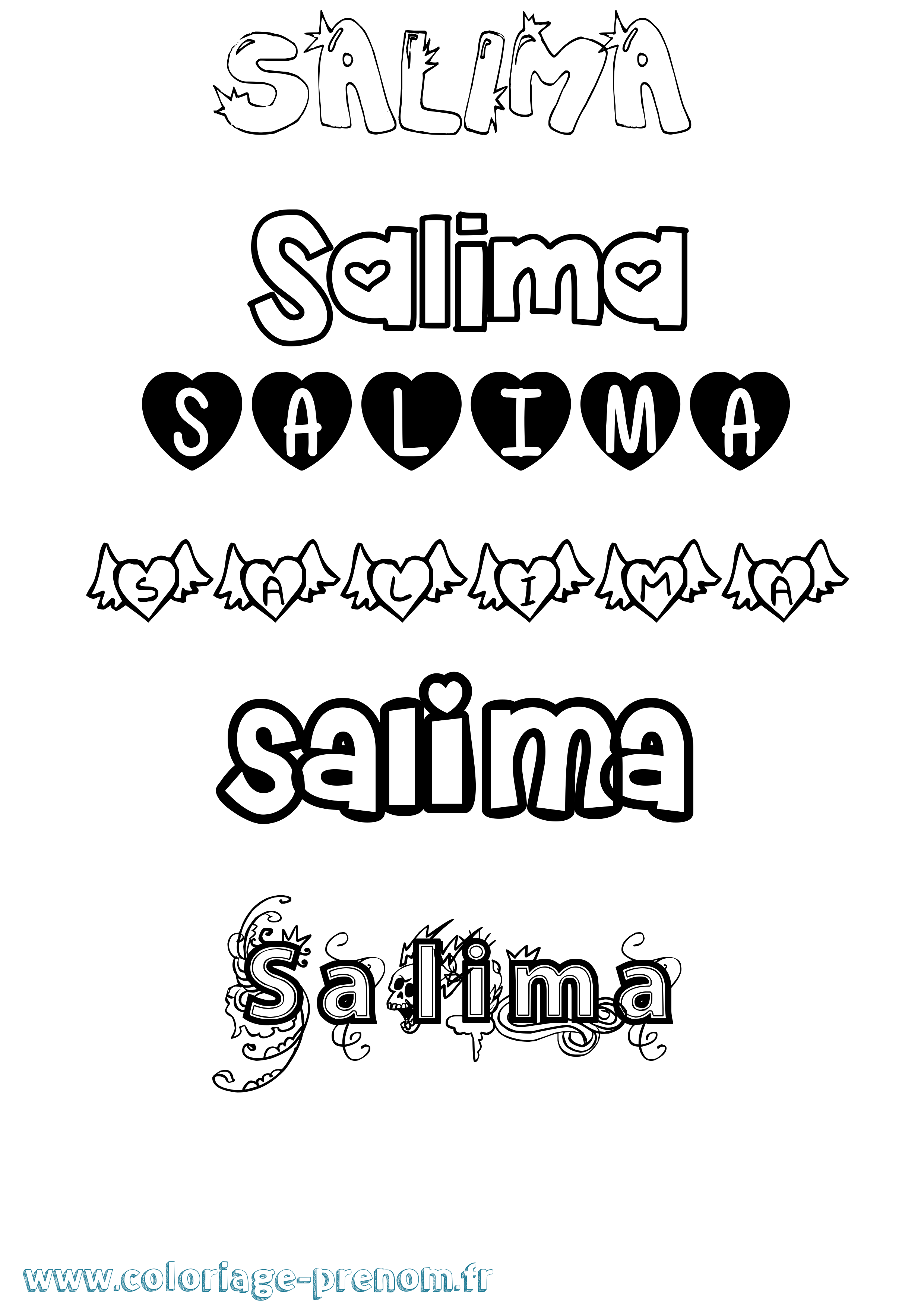 Coloriage Salima Girly Coloriage prénom Salima Girly