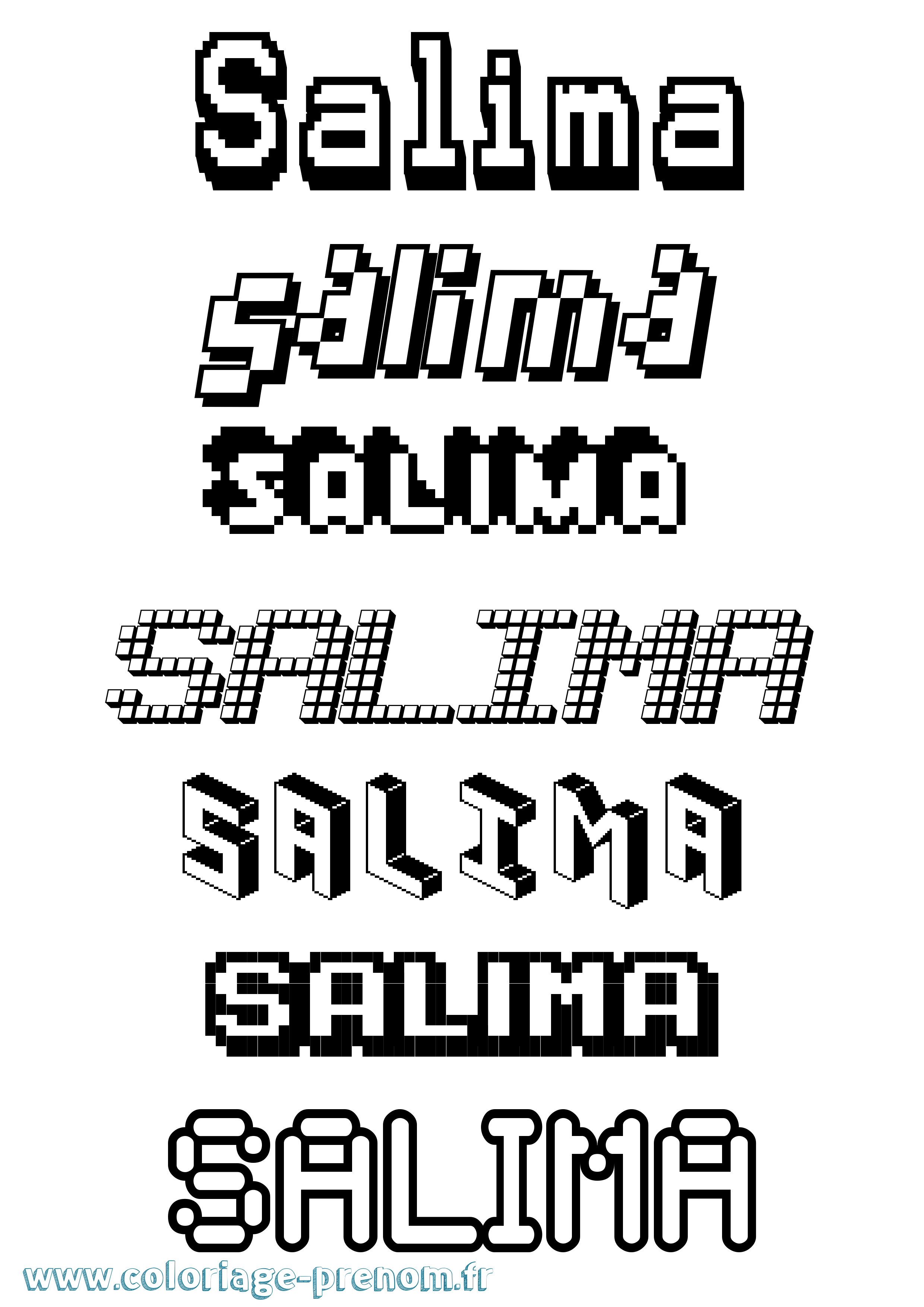 Coloriage Salima Pixel Coloriage prénom Salima Pixel