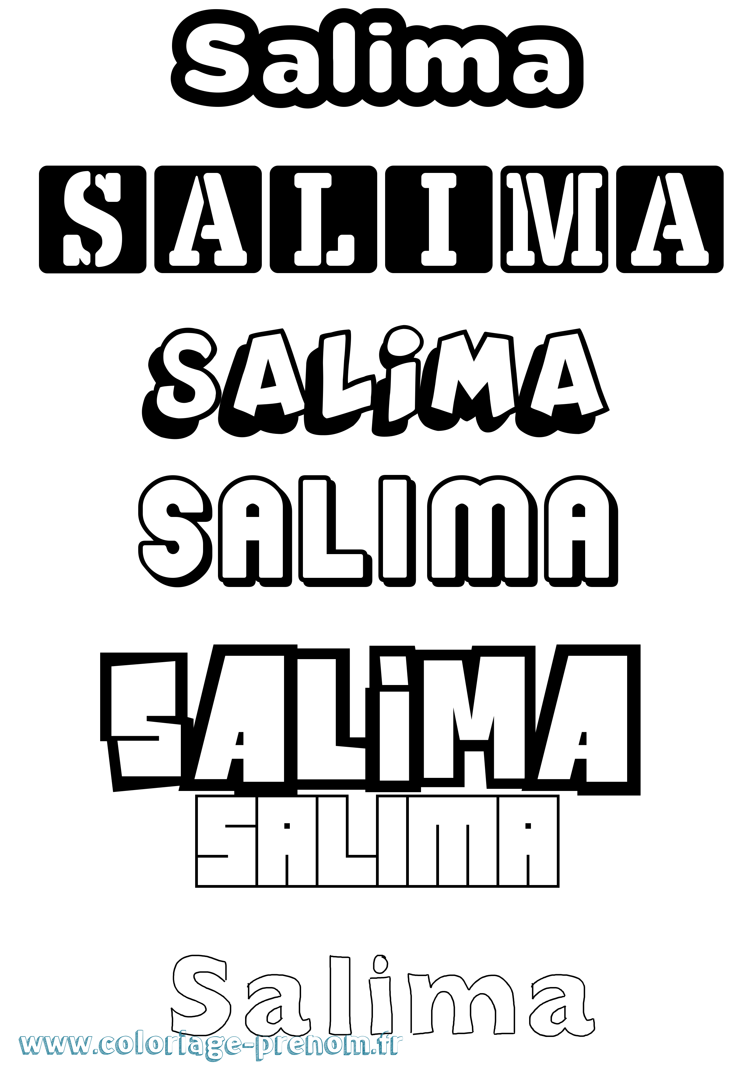 Coloriage prénom Salima Simple