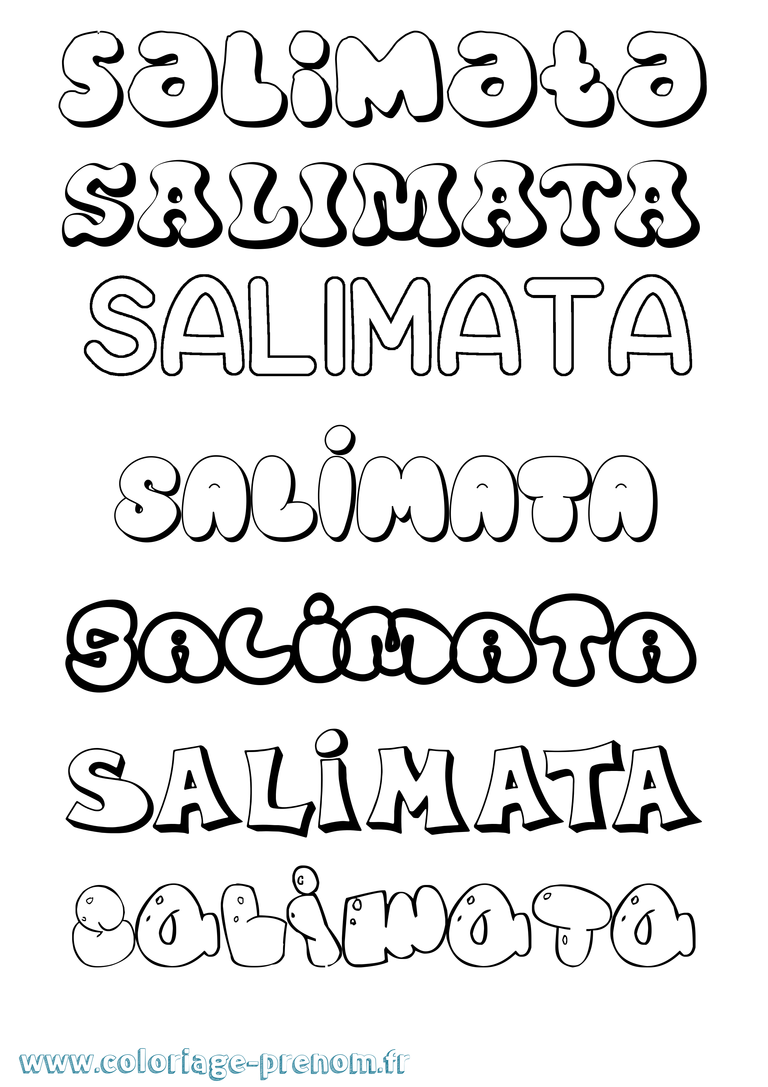 Coloriage prénom Salimata Bubble