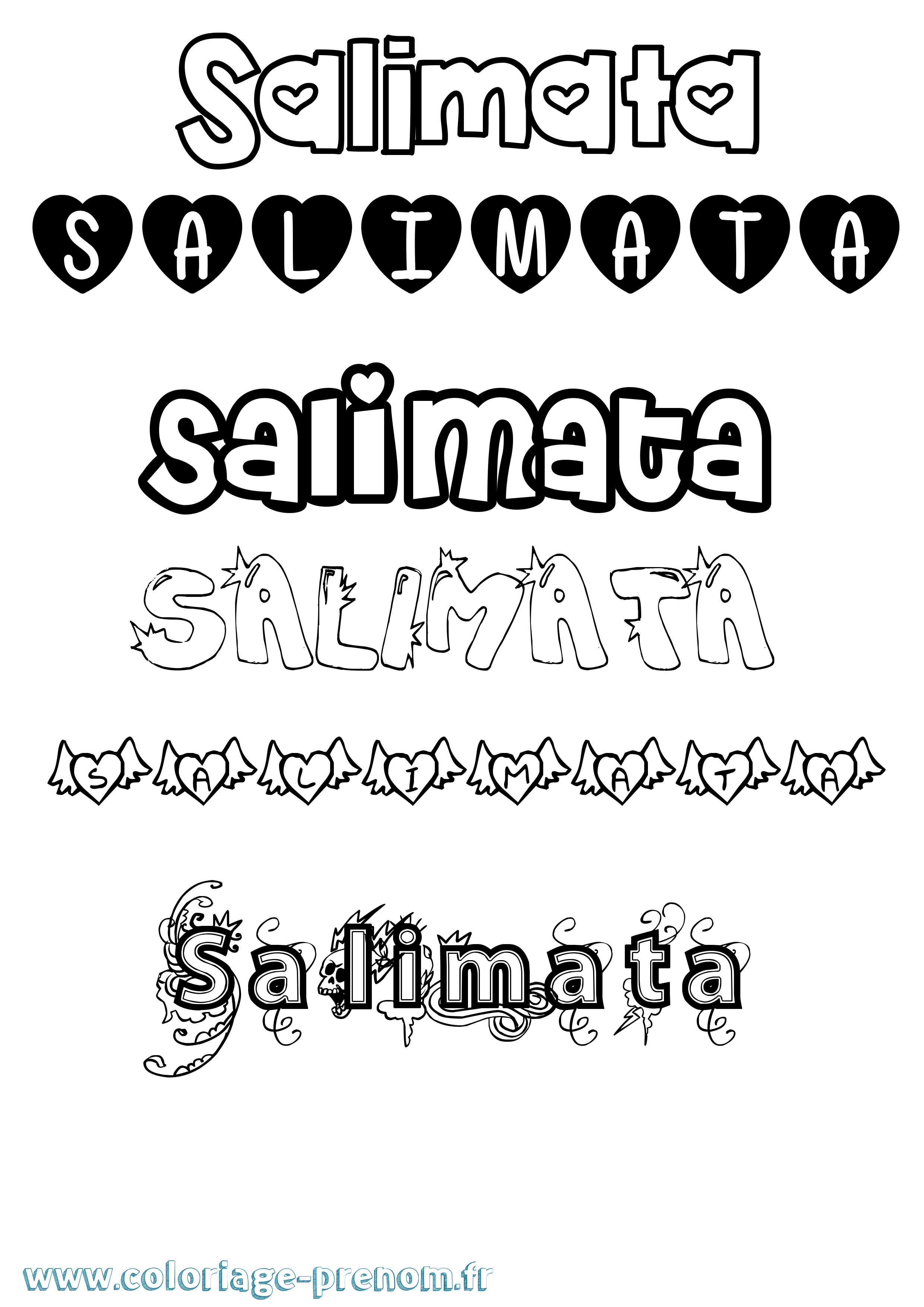 Coloriage prénom Salimata Girly