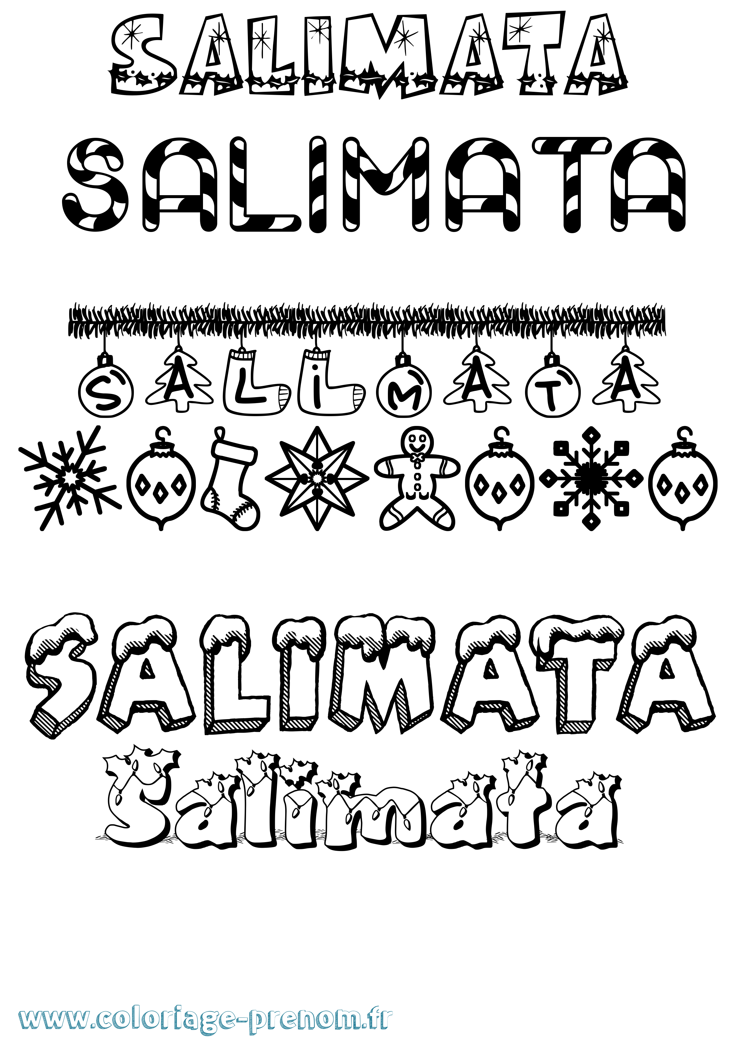 Coloriage prénom Salimata Noël