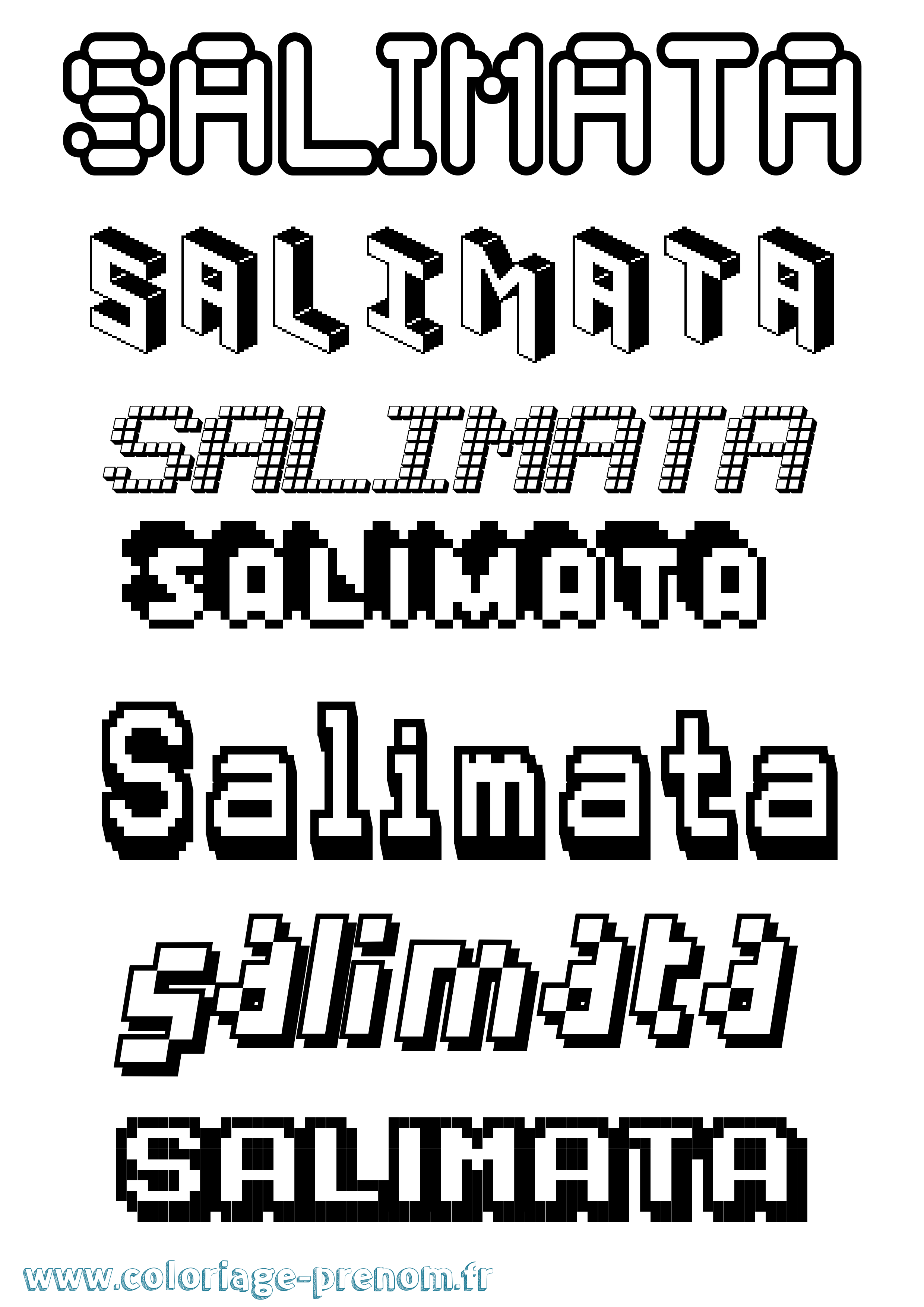 Coloriage prénom Salimata Pixel
