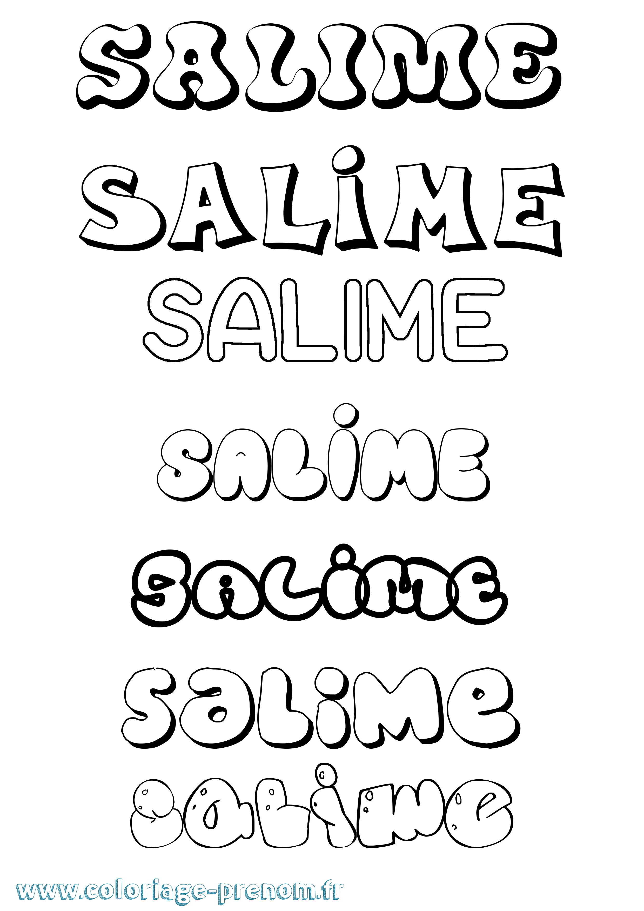 Coloriage prénom Salime Bubble