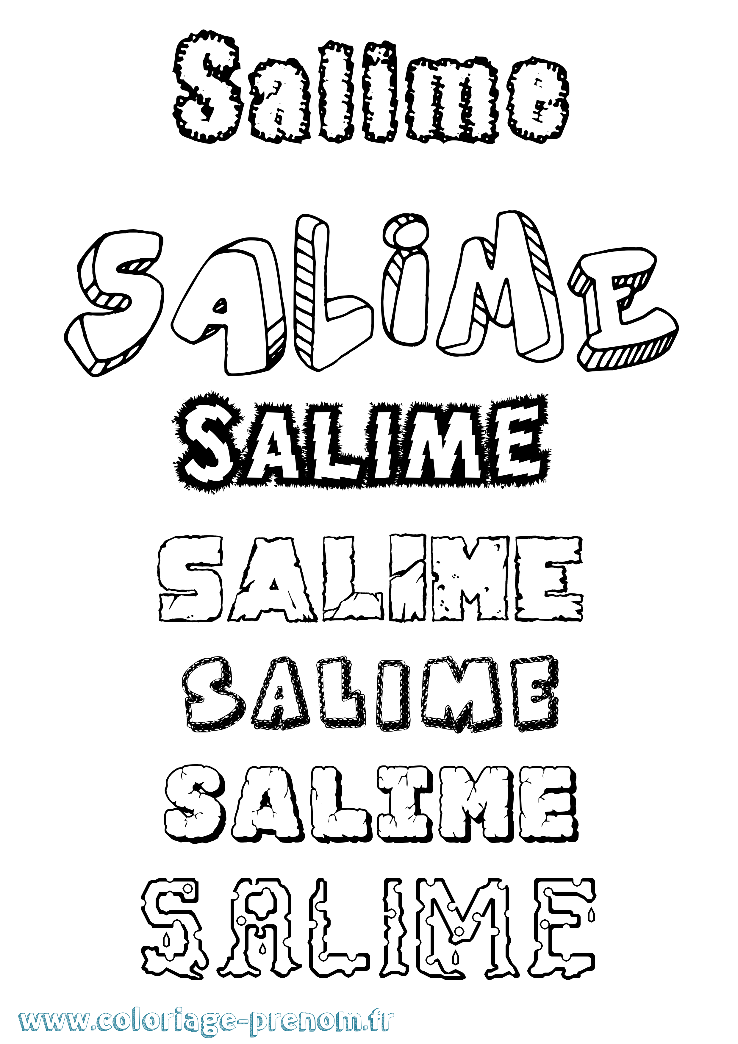 Coloriage prénom Salime Destructuré