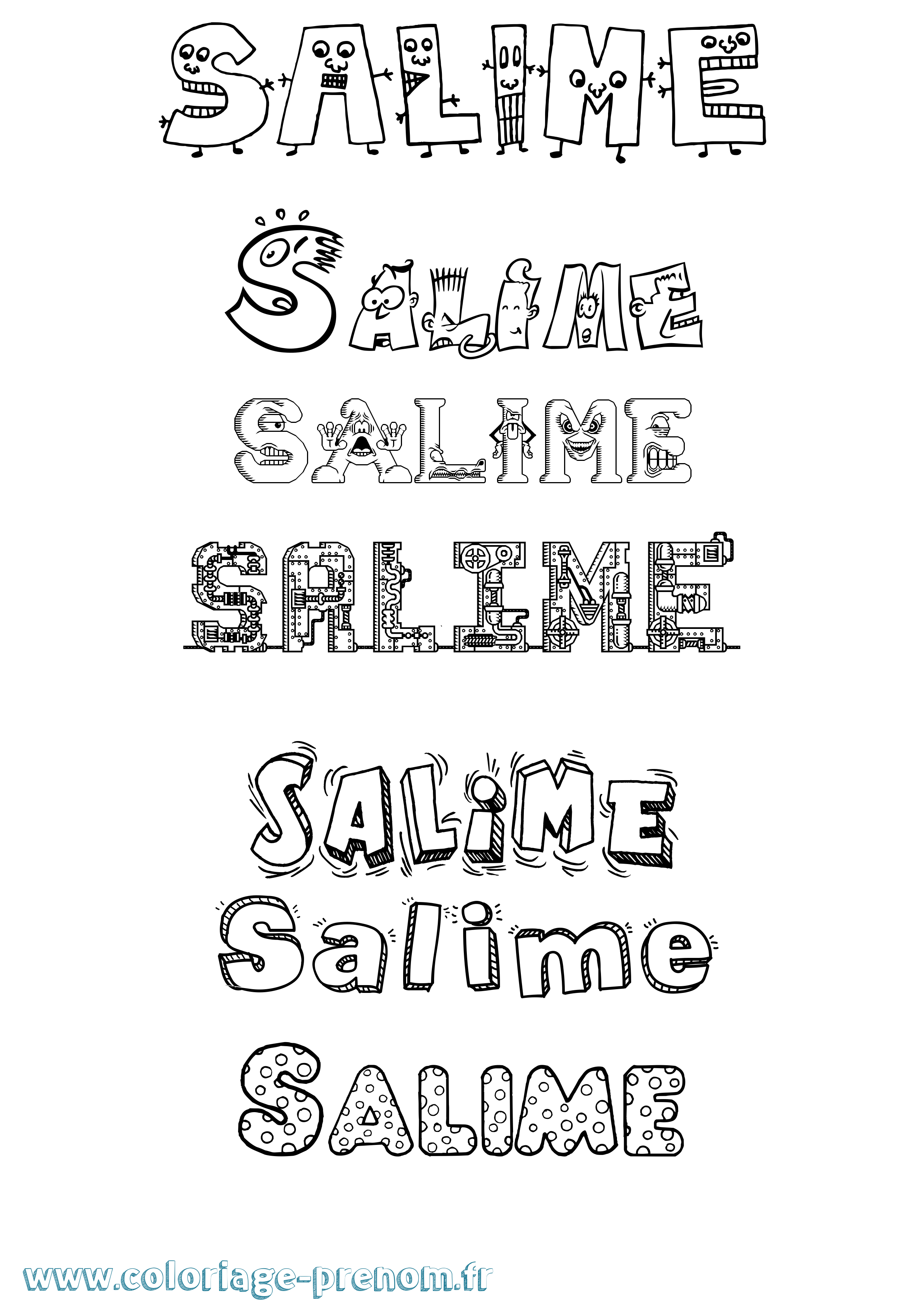 Coloriage prénom Salime Fun