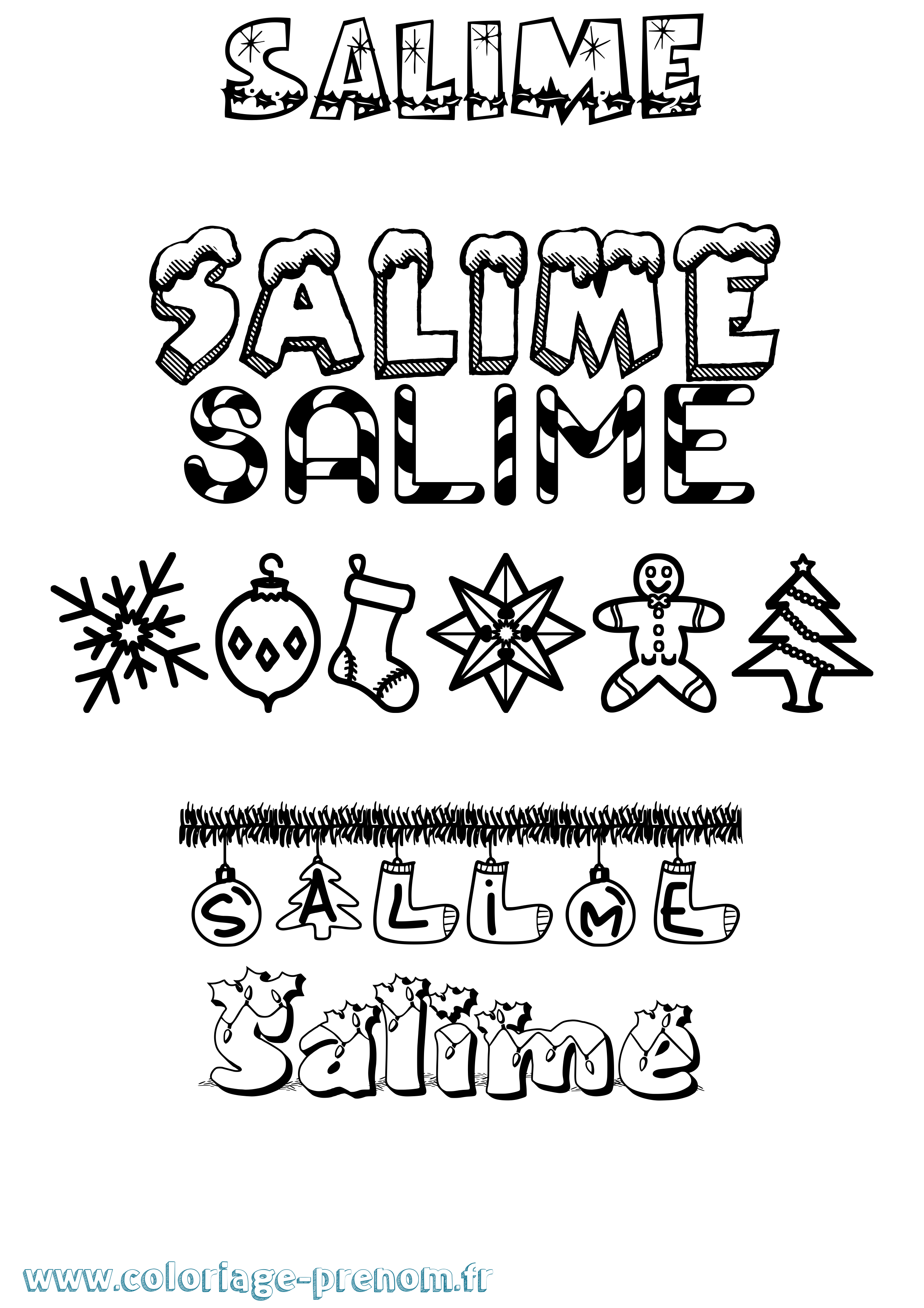 Coloriage prénom Salime Noël
