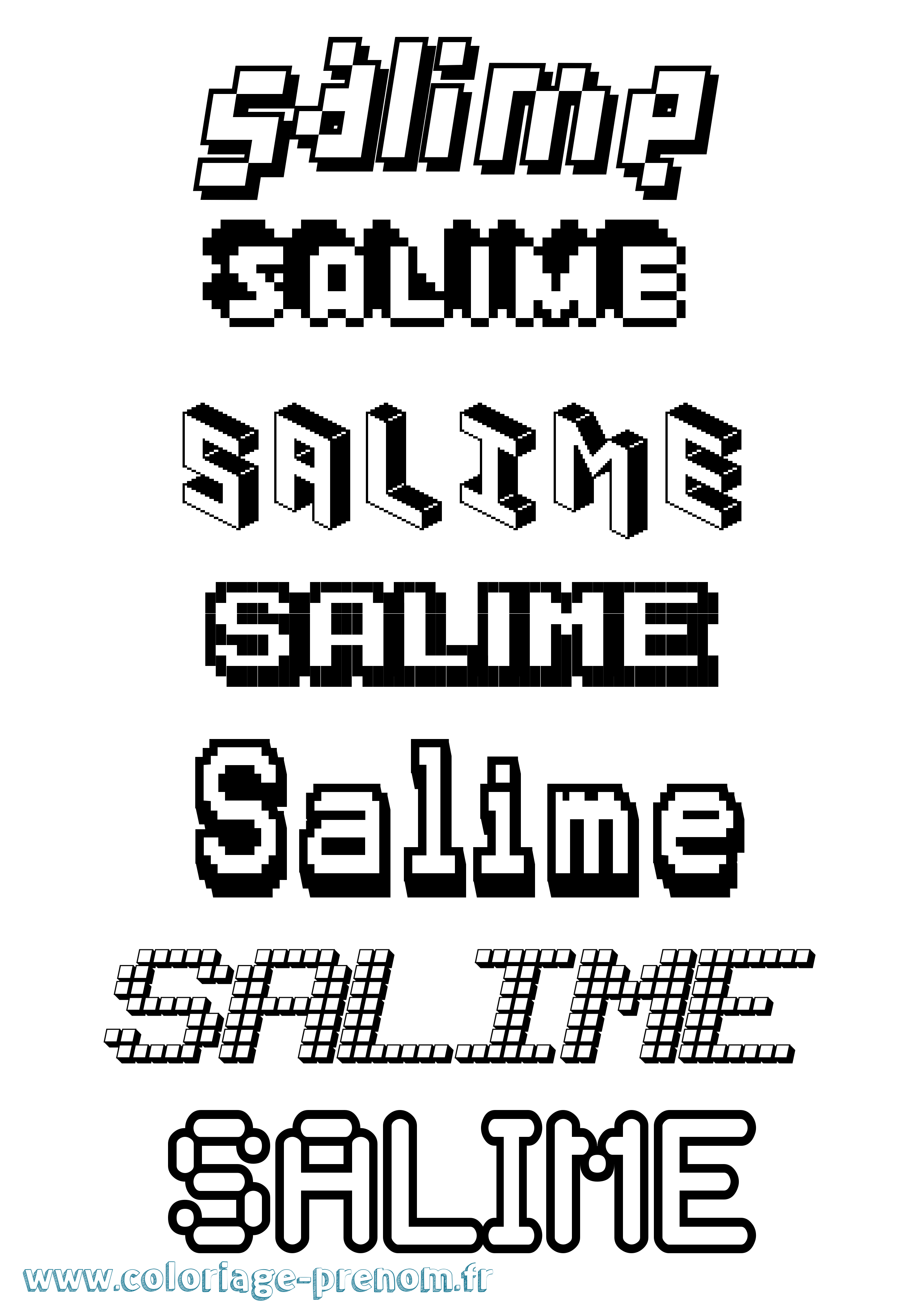 Coloriage prénom Salime Pixel