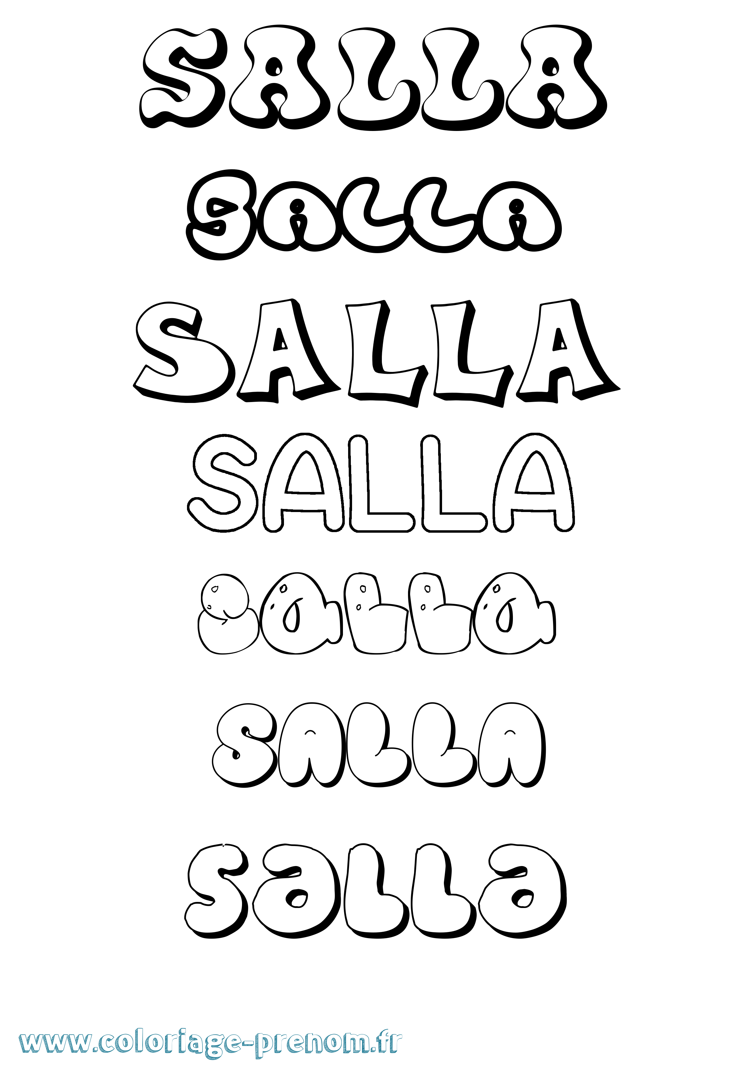Coloriage Salla Bubble Coloriage prénom Salla Bubble