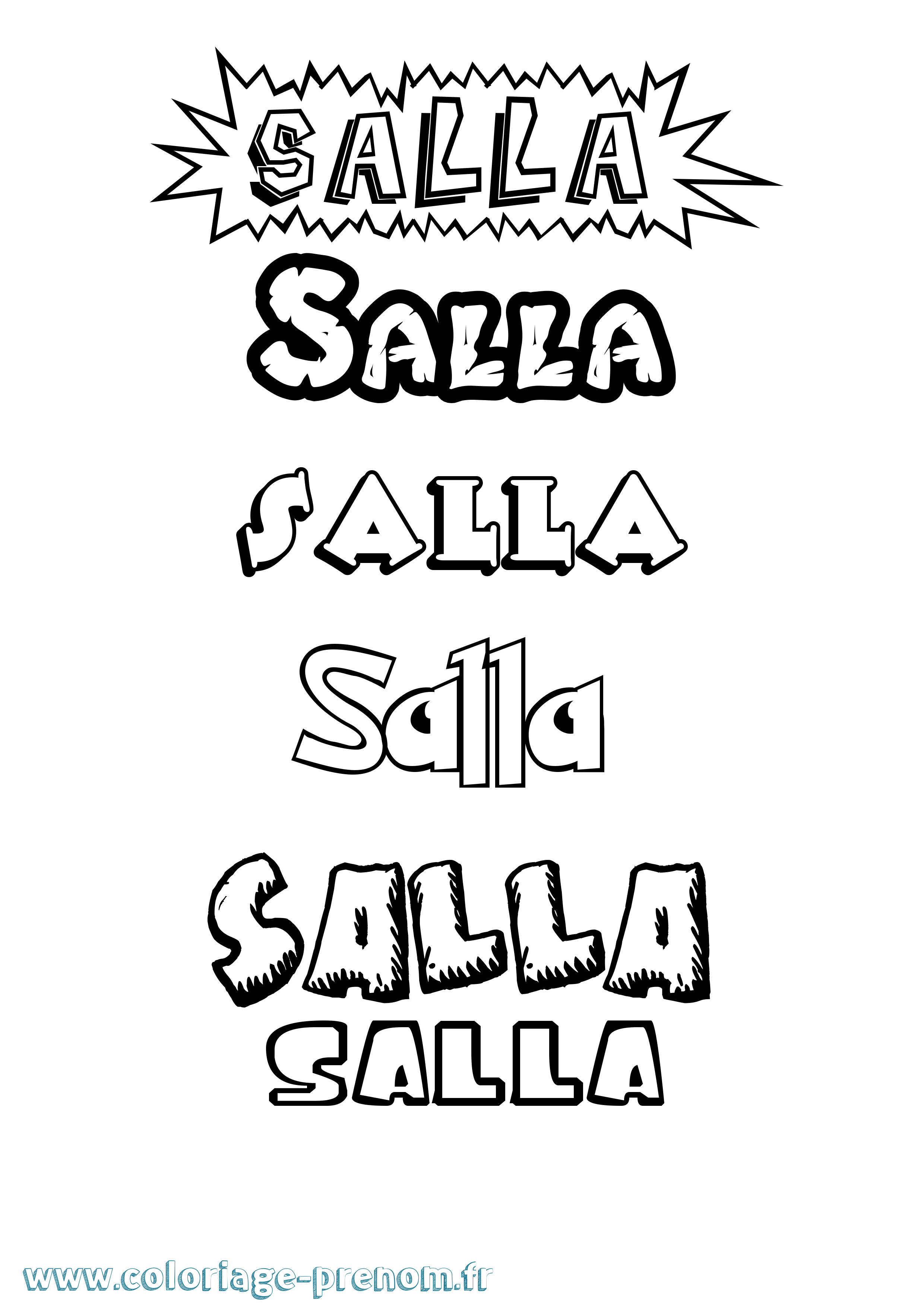 Coloriage Salla Dessin Animé Coloriage prénom Salla Dessin Animé