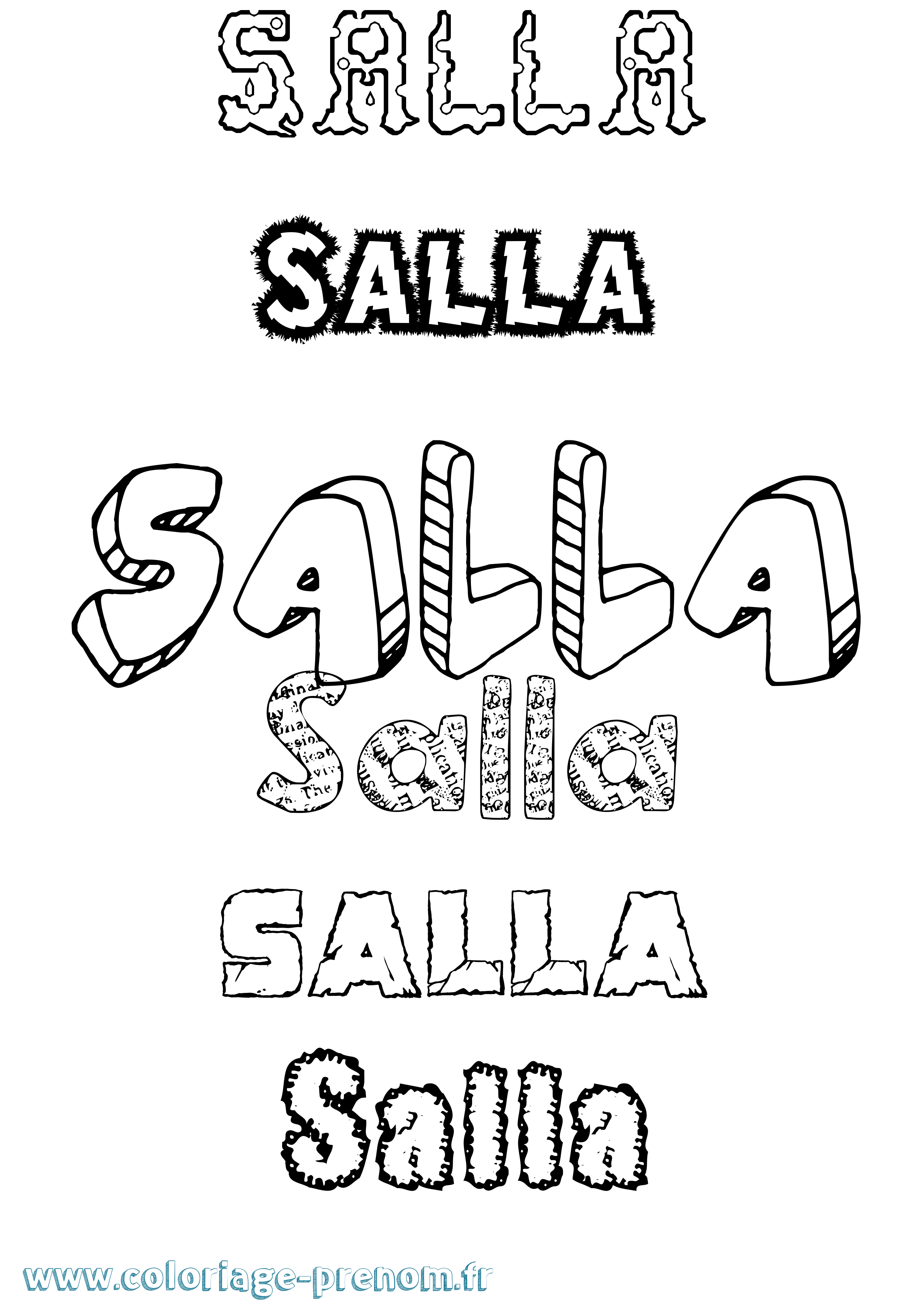 Coloriage Salla Destructuré Coloriage prénom Salla Destructuré