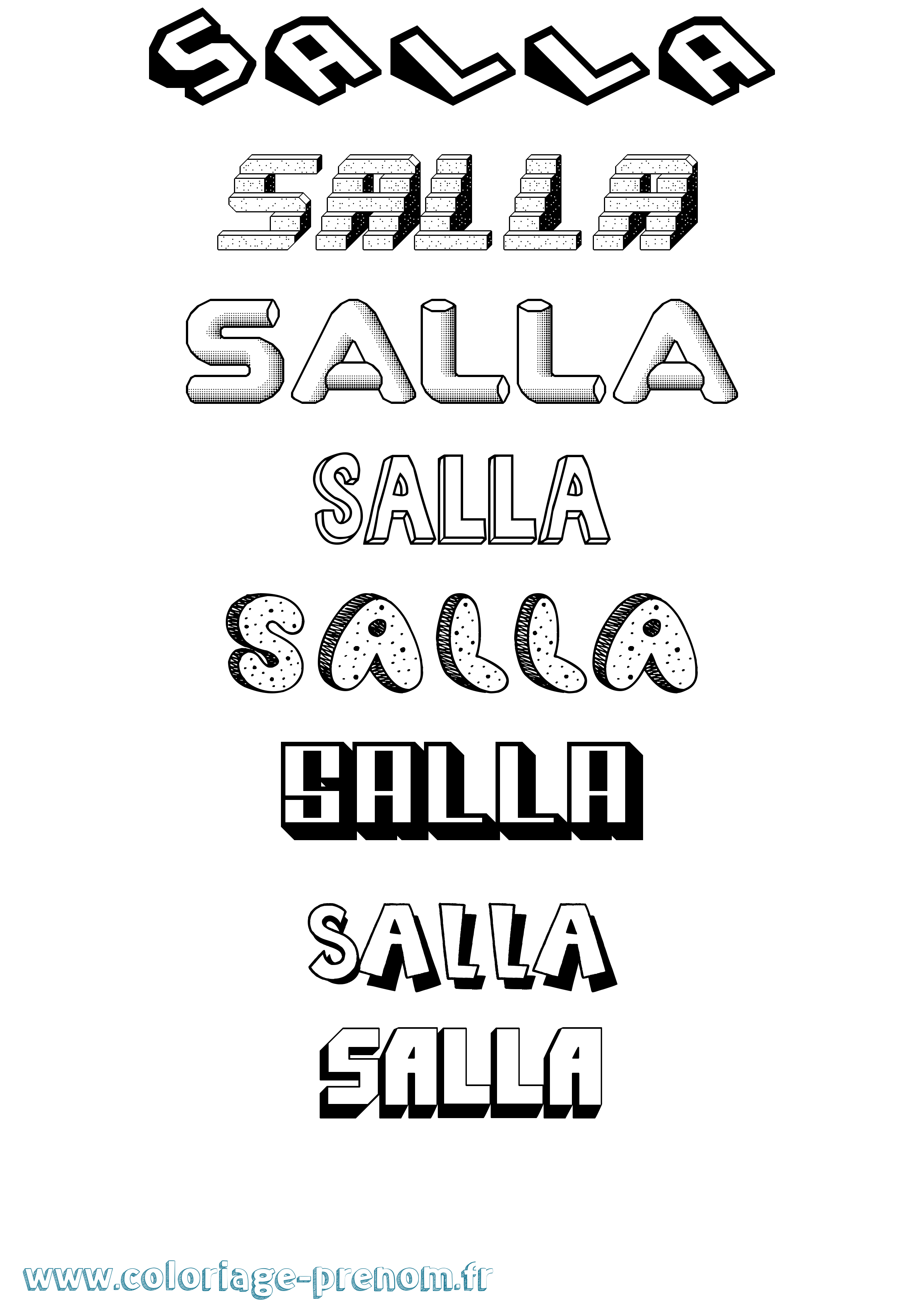 Coloriage Salla Effet 3D Coloriage prénom Salla Effet 3D
