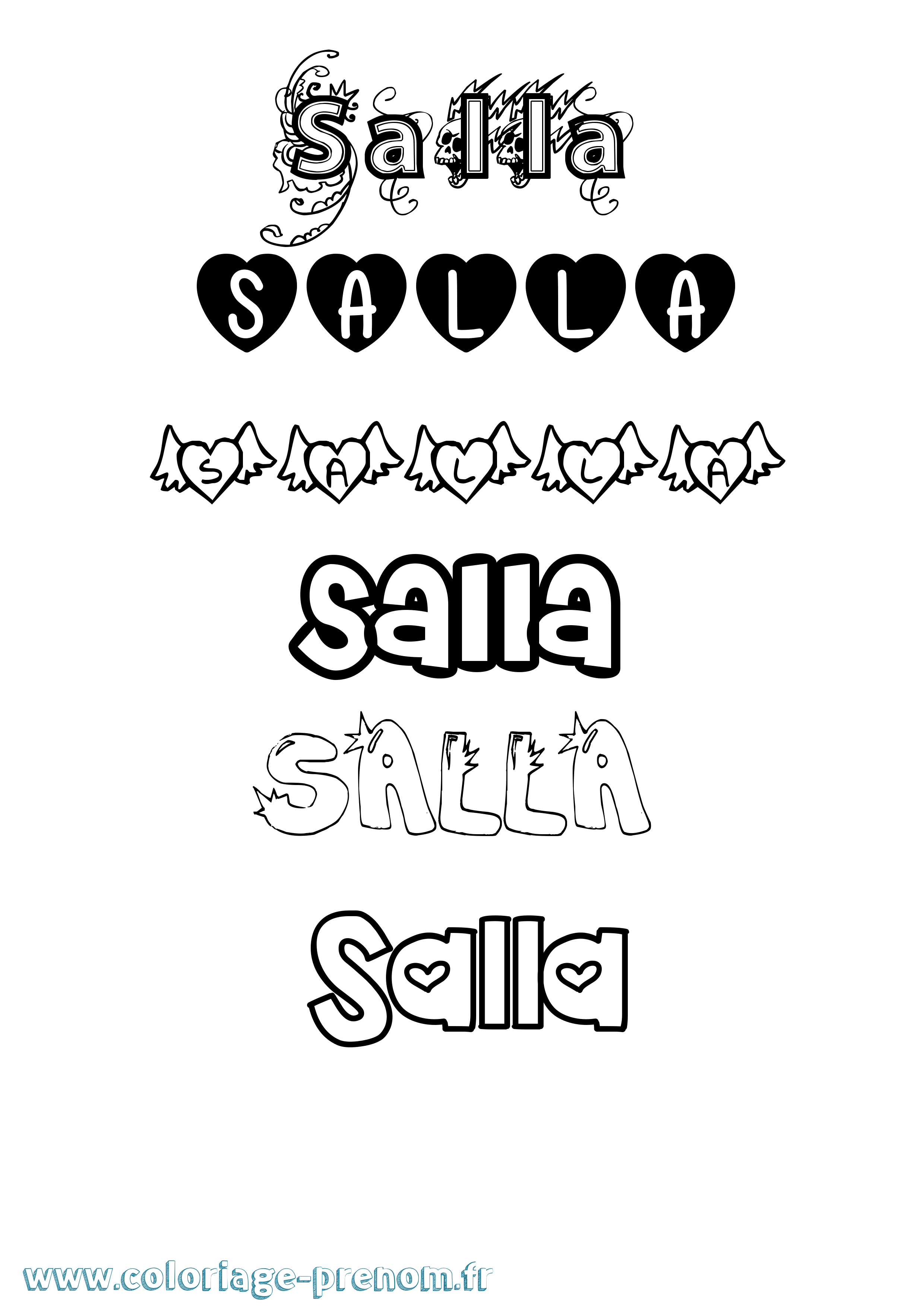 Coloriage Salla Girly Coloriage prénom Salla Girly