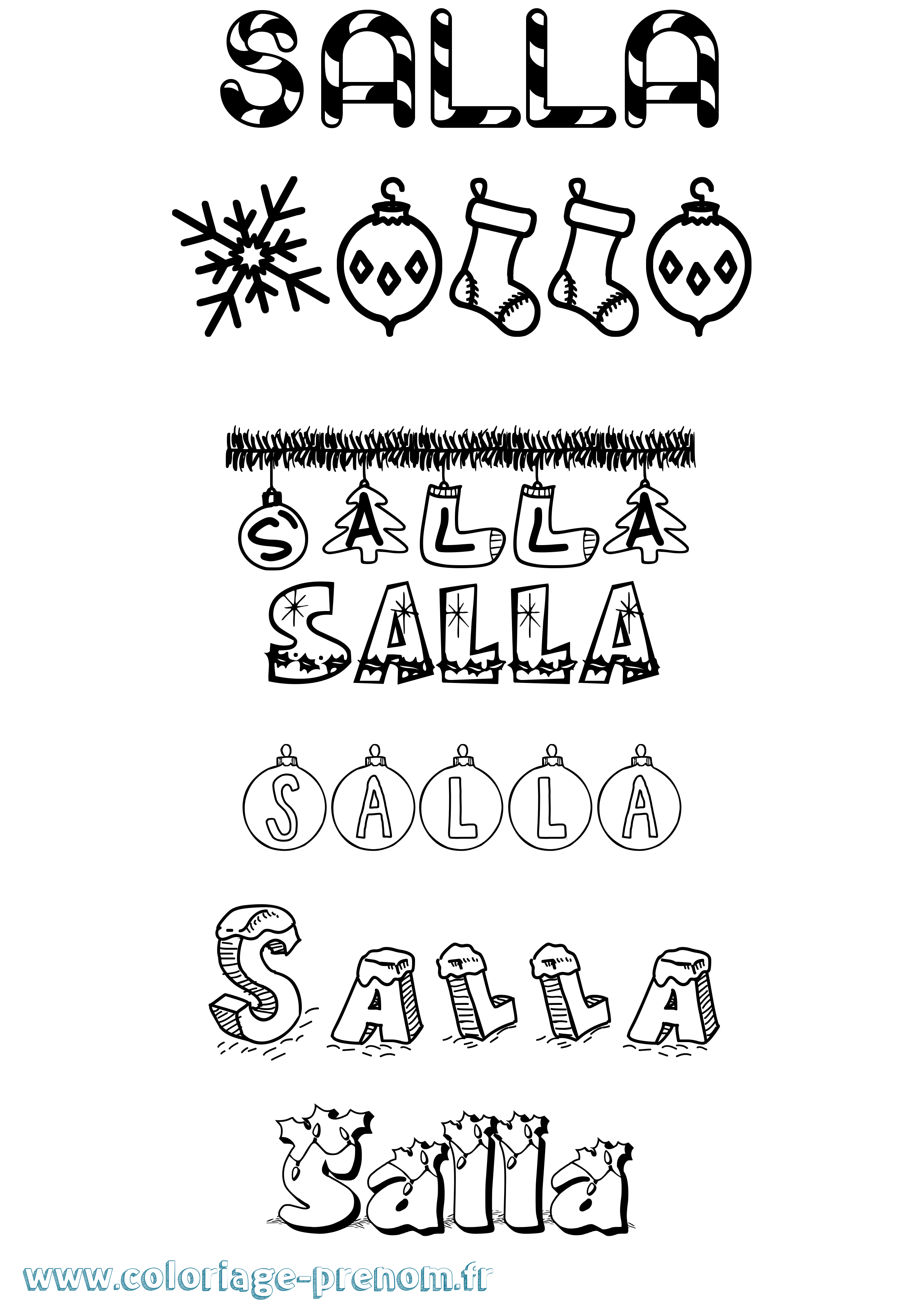 Coloriage Salla Noël Coloriage prénom Salla Noël