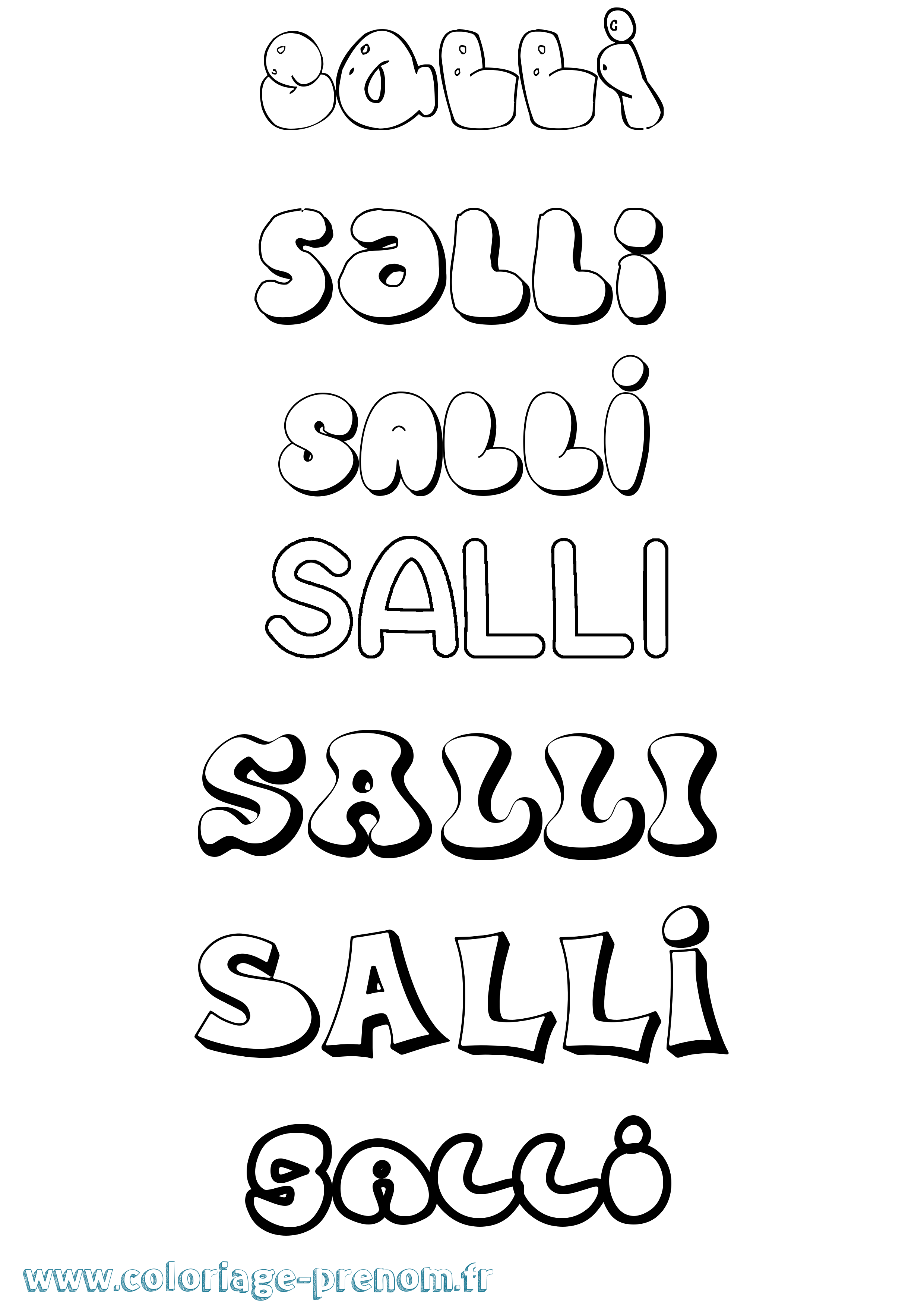 Coloriage Salli Bubble Coloriage prénom Salli Bubble