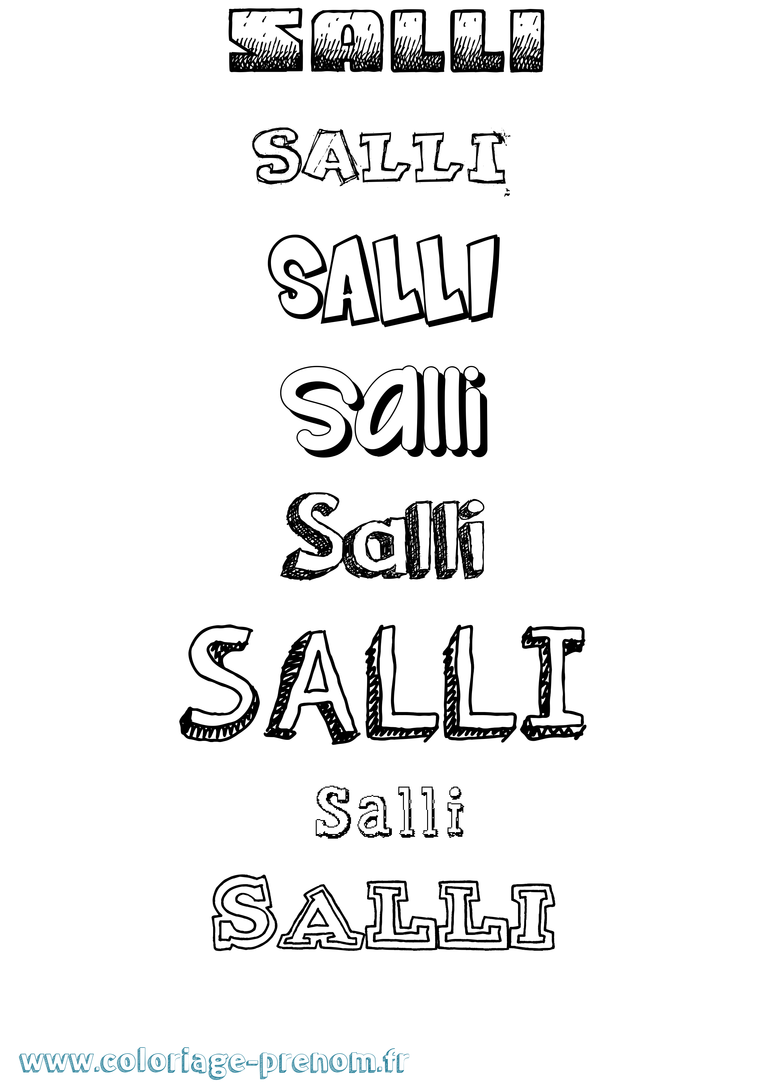 Coloriage Salli Dessiné Coloriage prénom Salli Dessiné