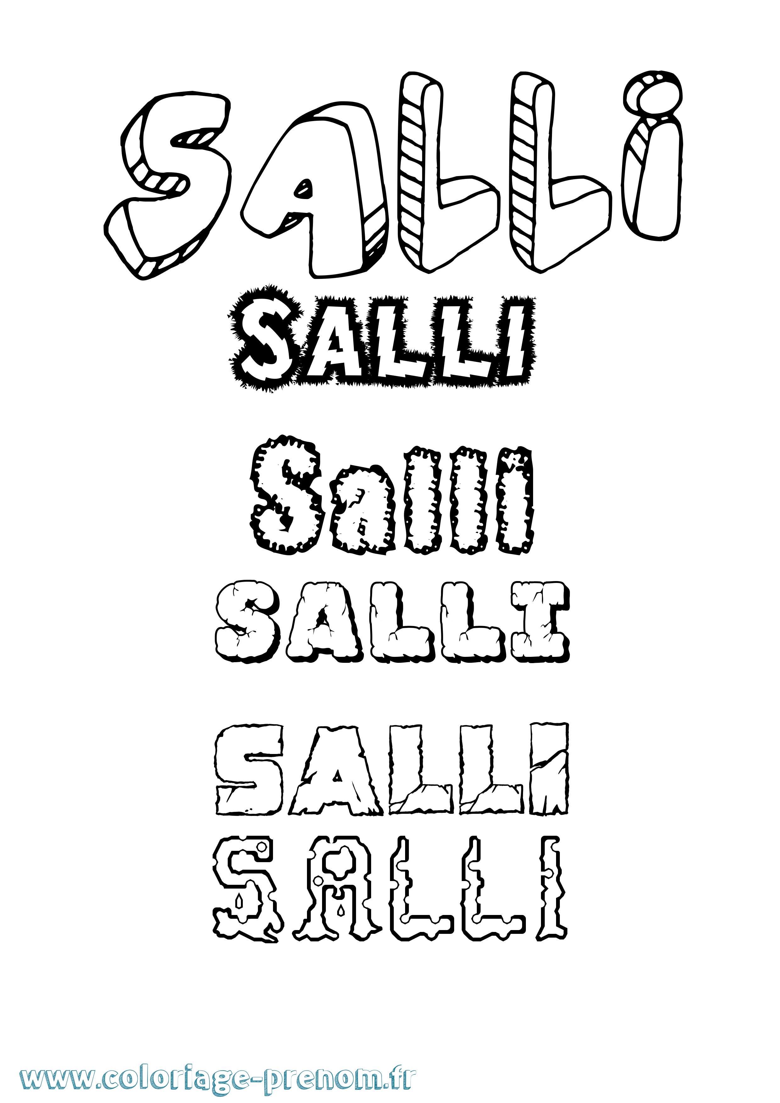 Coloriage Salli Destructuré Coloriage prénom Salli Destructuré