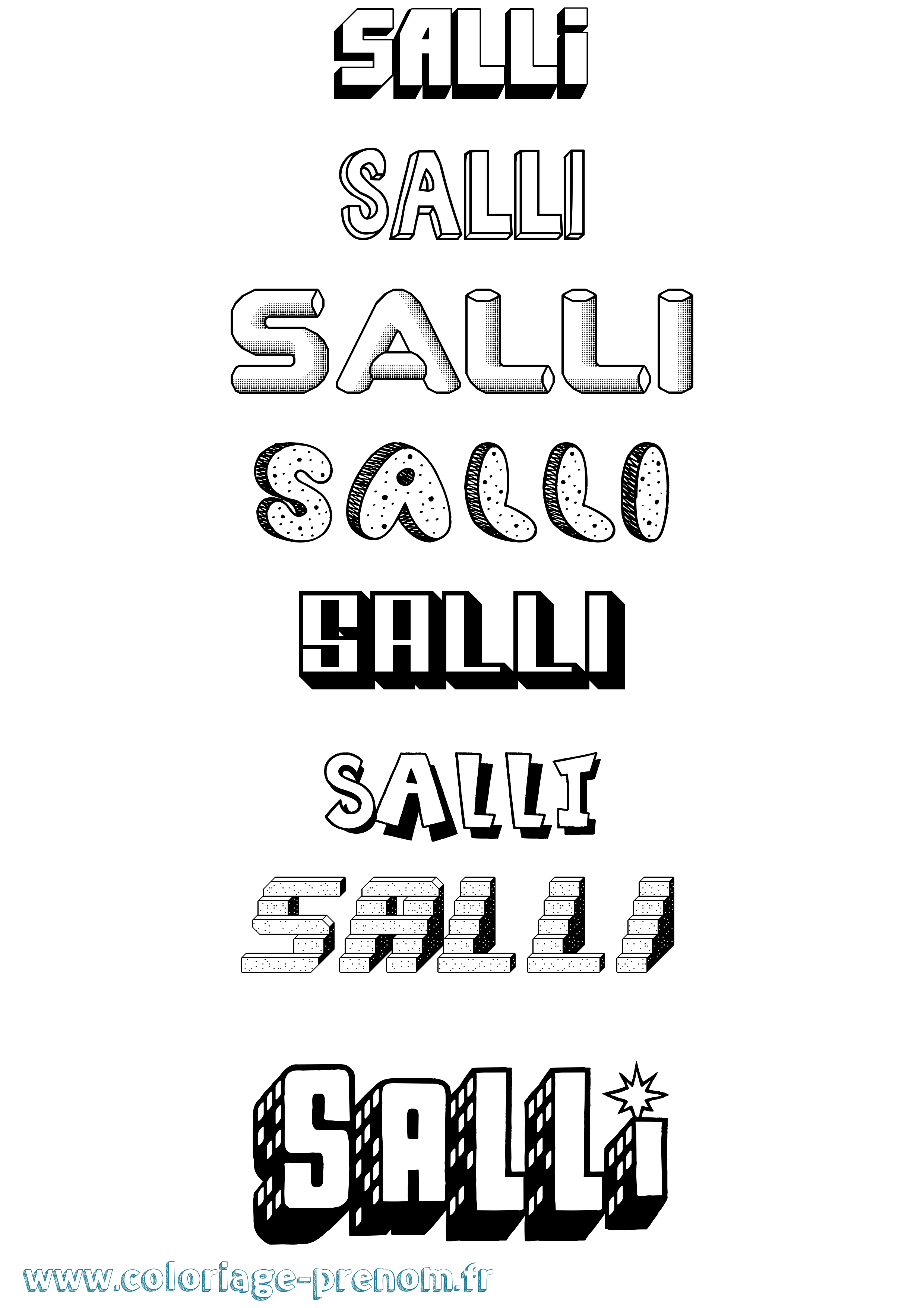 Coloriage Salli Effet 3D Coloriage prénom Salli Effet 3D