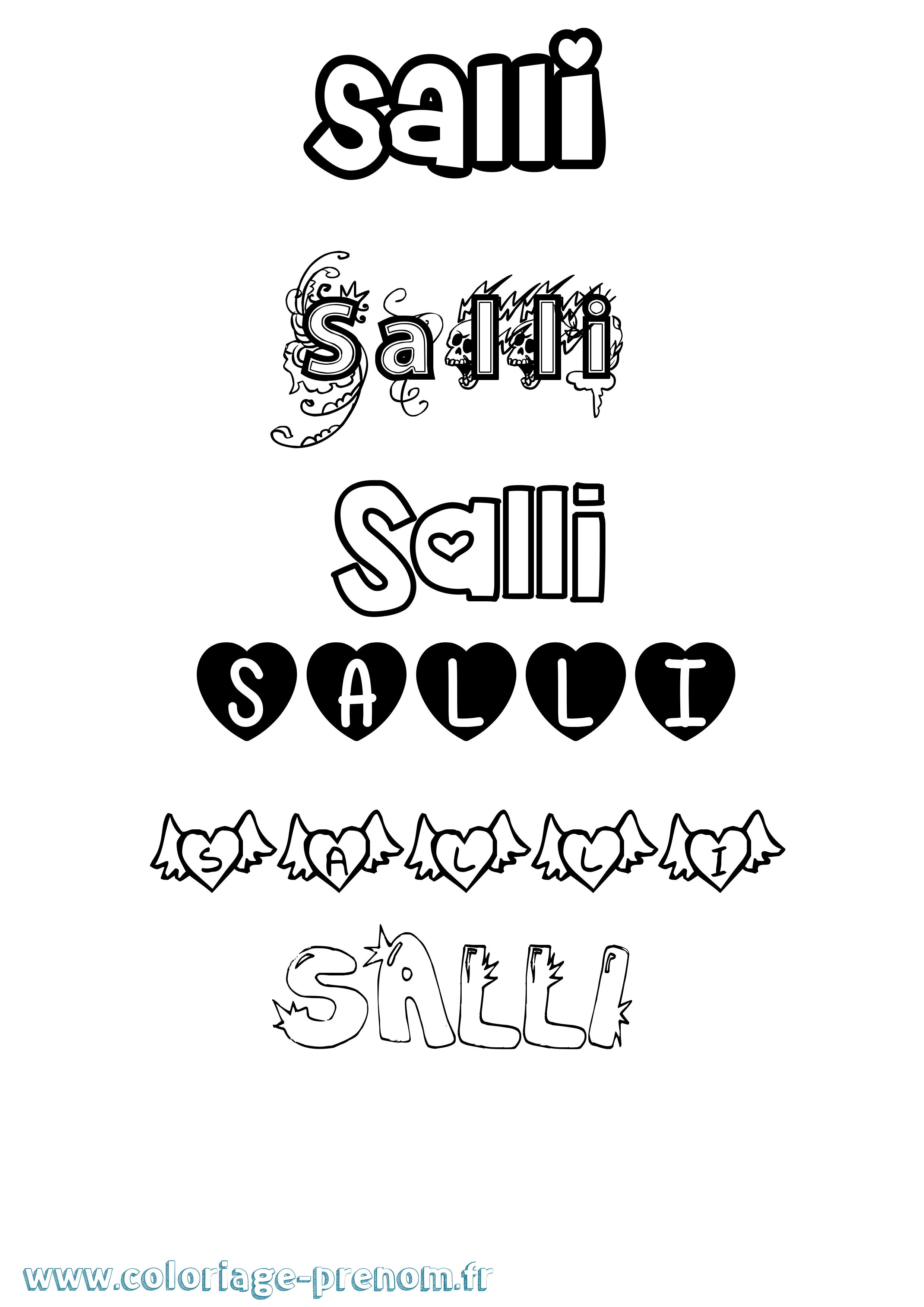 Coloriage Salli Girly Coloriage prénom Salli Girly