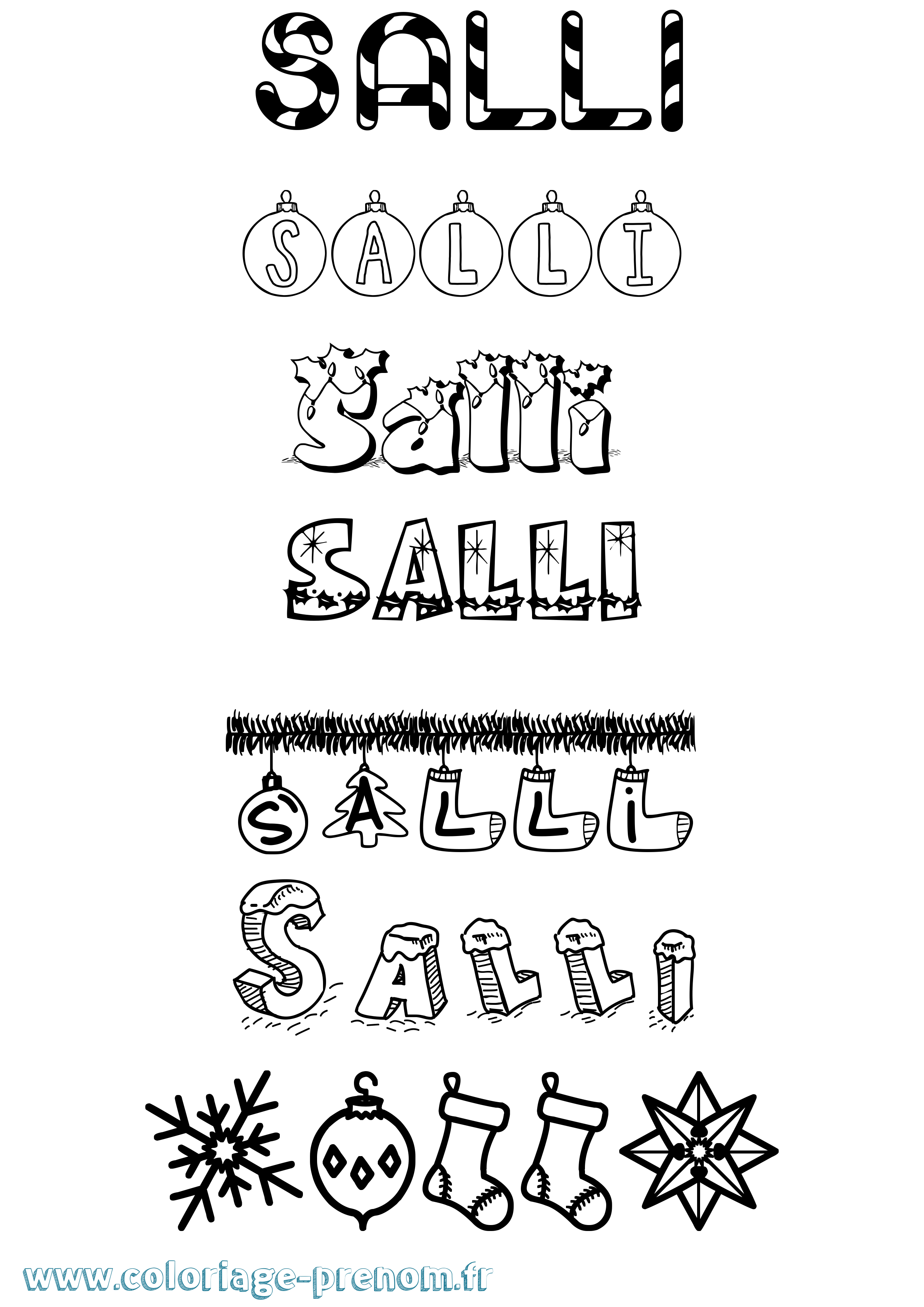 Coloriage Salli Noël Coloriage prénom Salli Noël