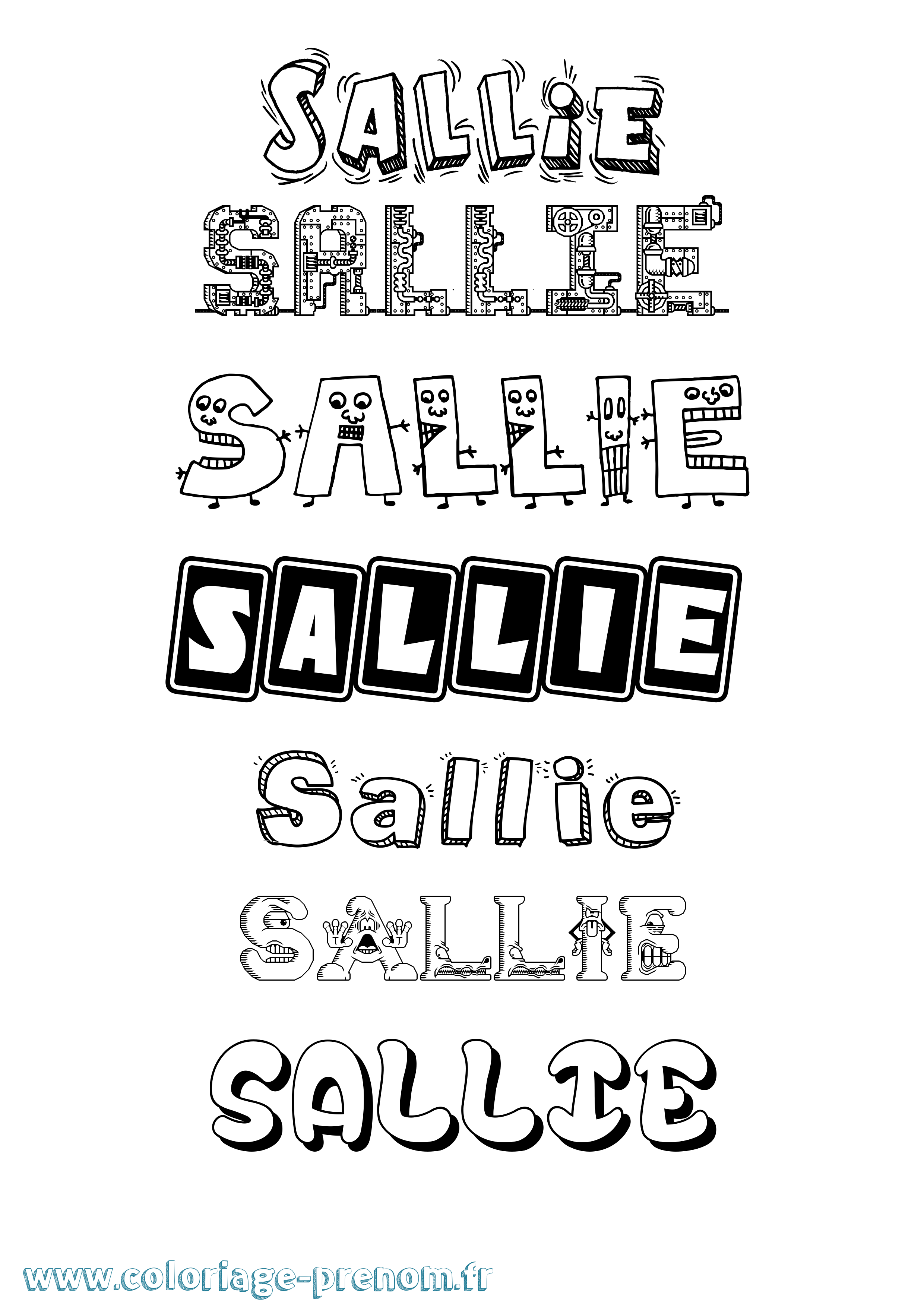 Coloriage prénom Sallie Fun
