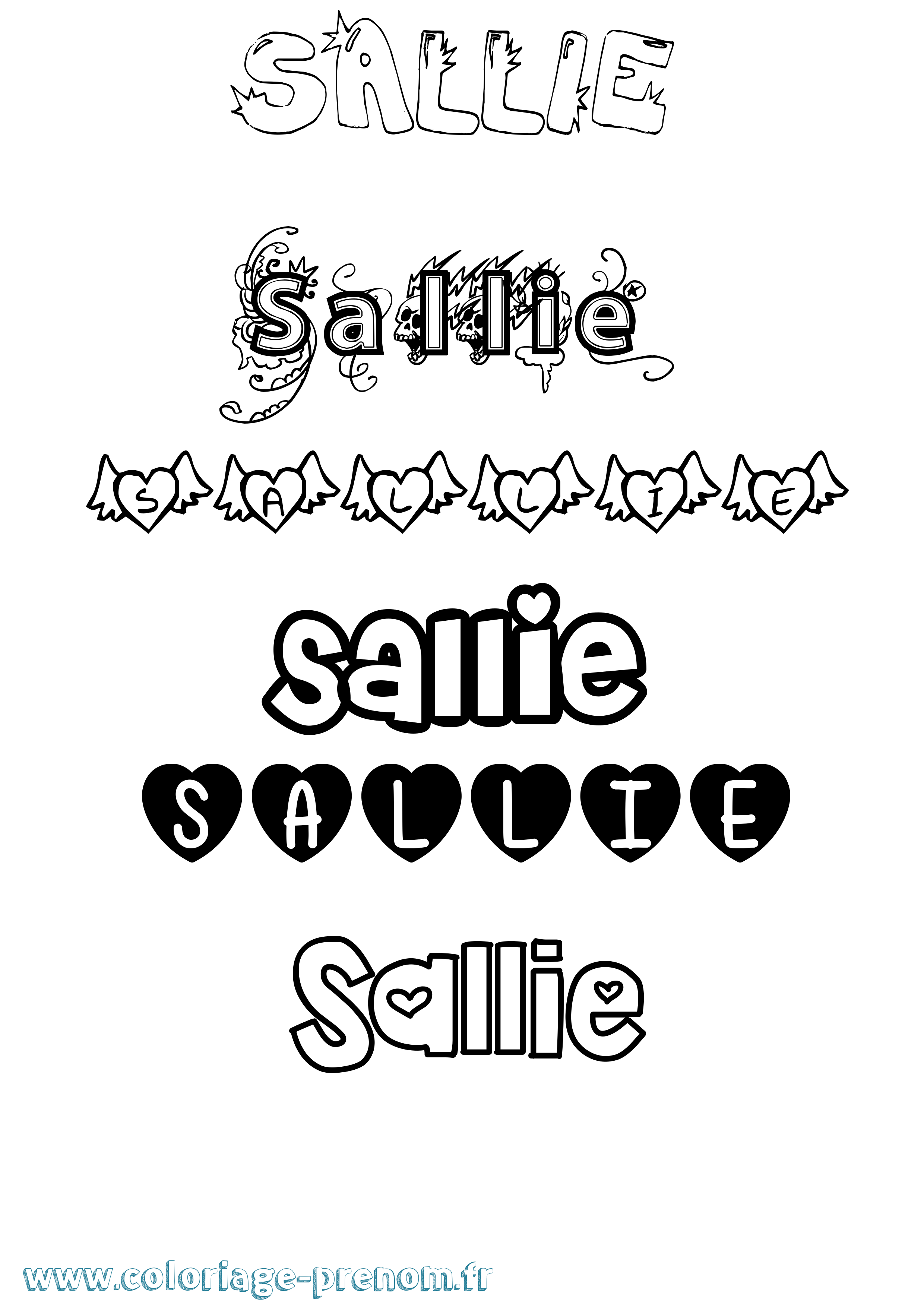 Coloriage prénom Sallie Girly