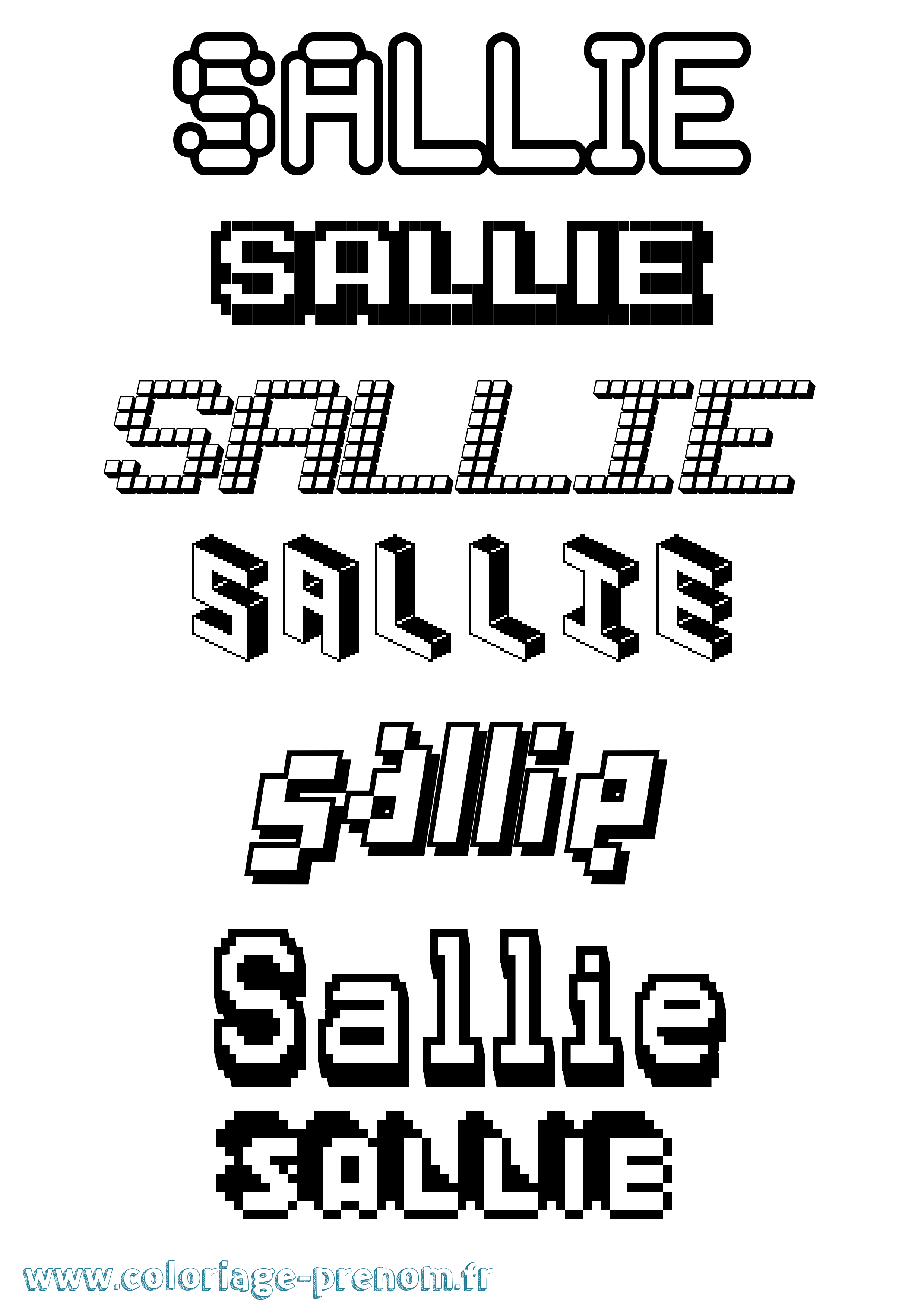 Coloriage prénom Sallie Pixel