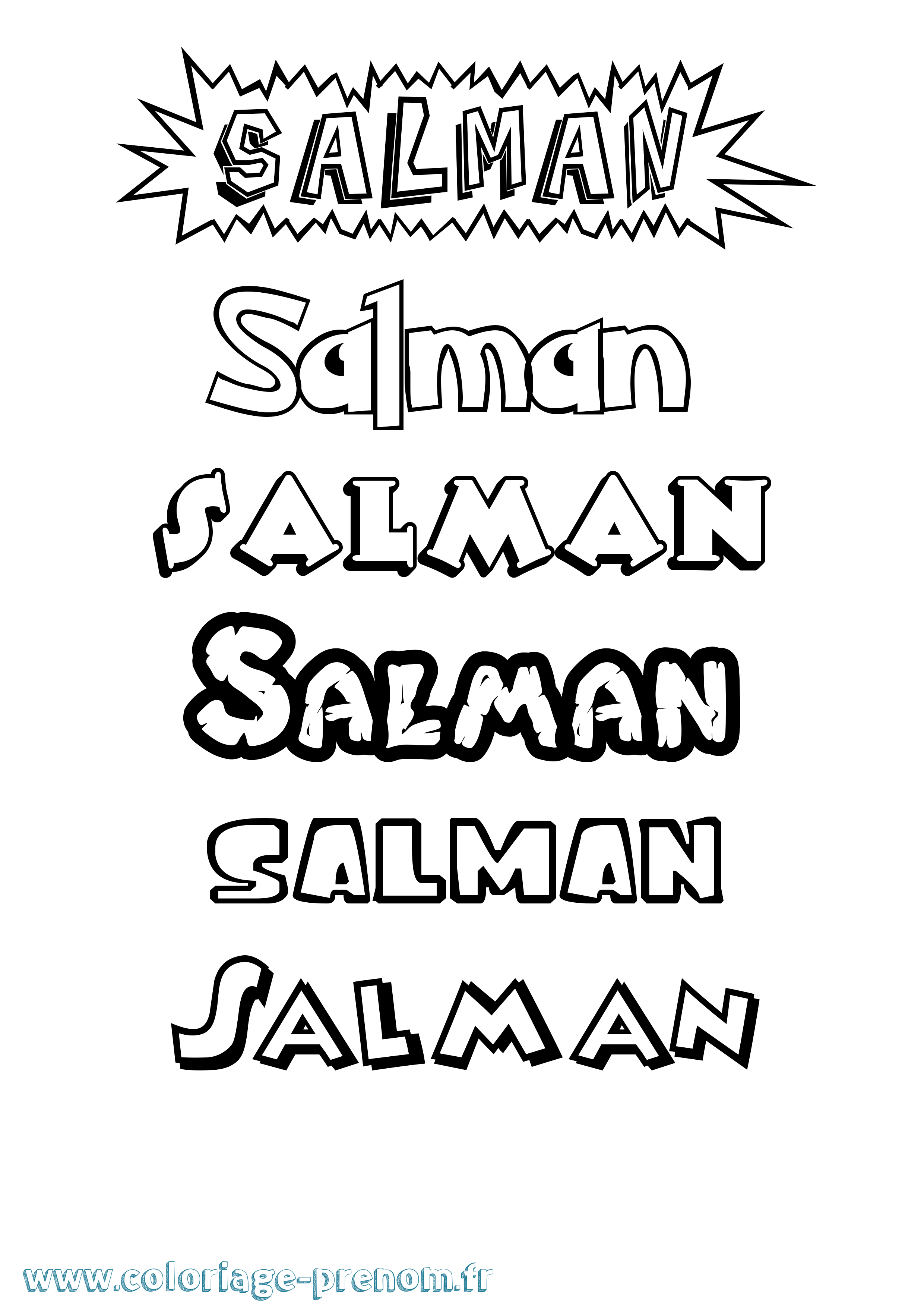 Coloriage prénom Salman Dessin Animé