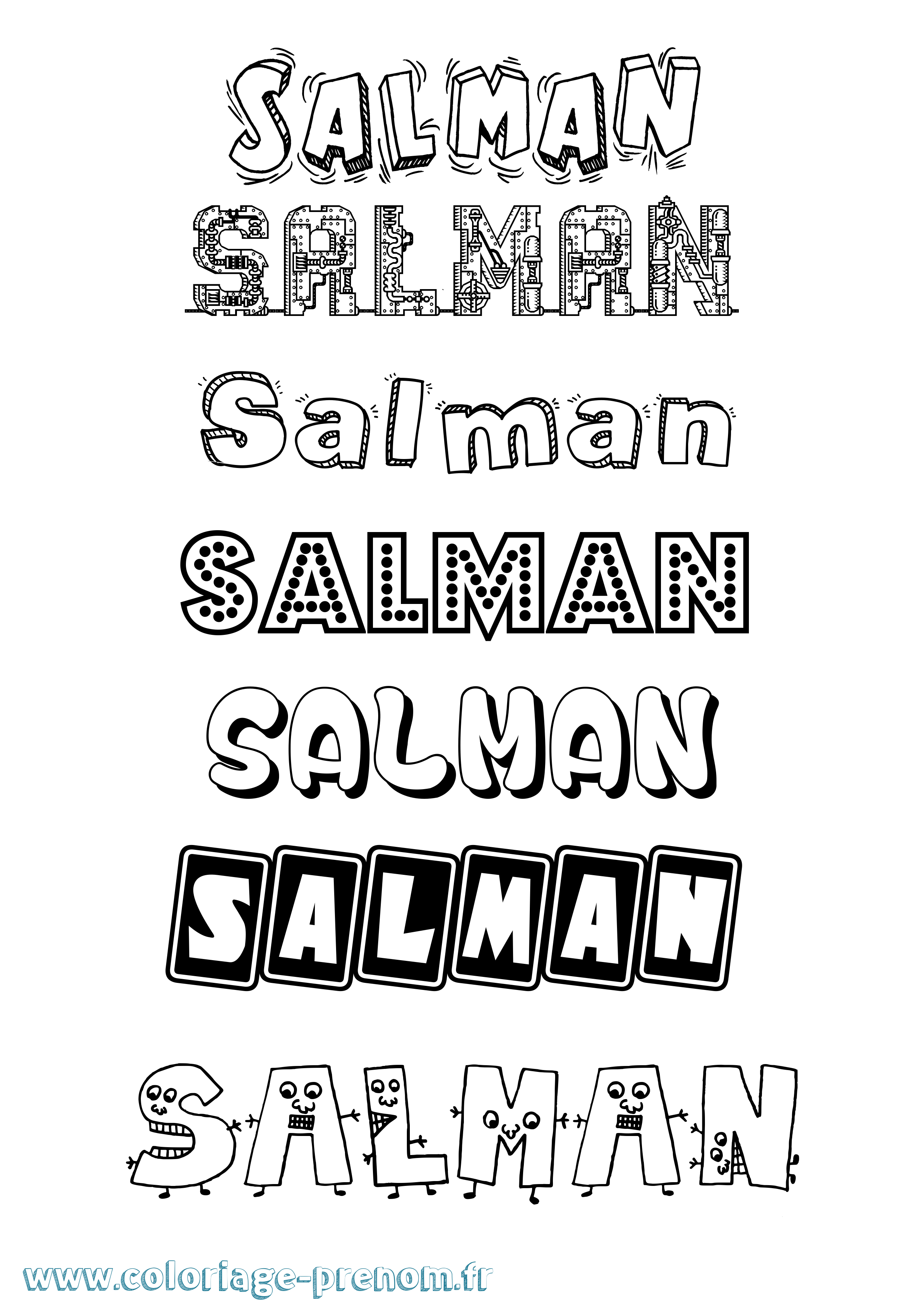 Coloriage prénom Salman Fun