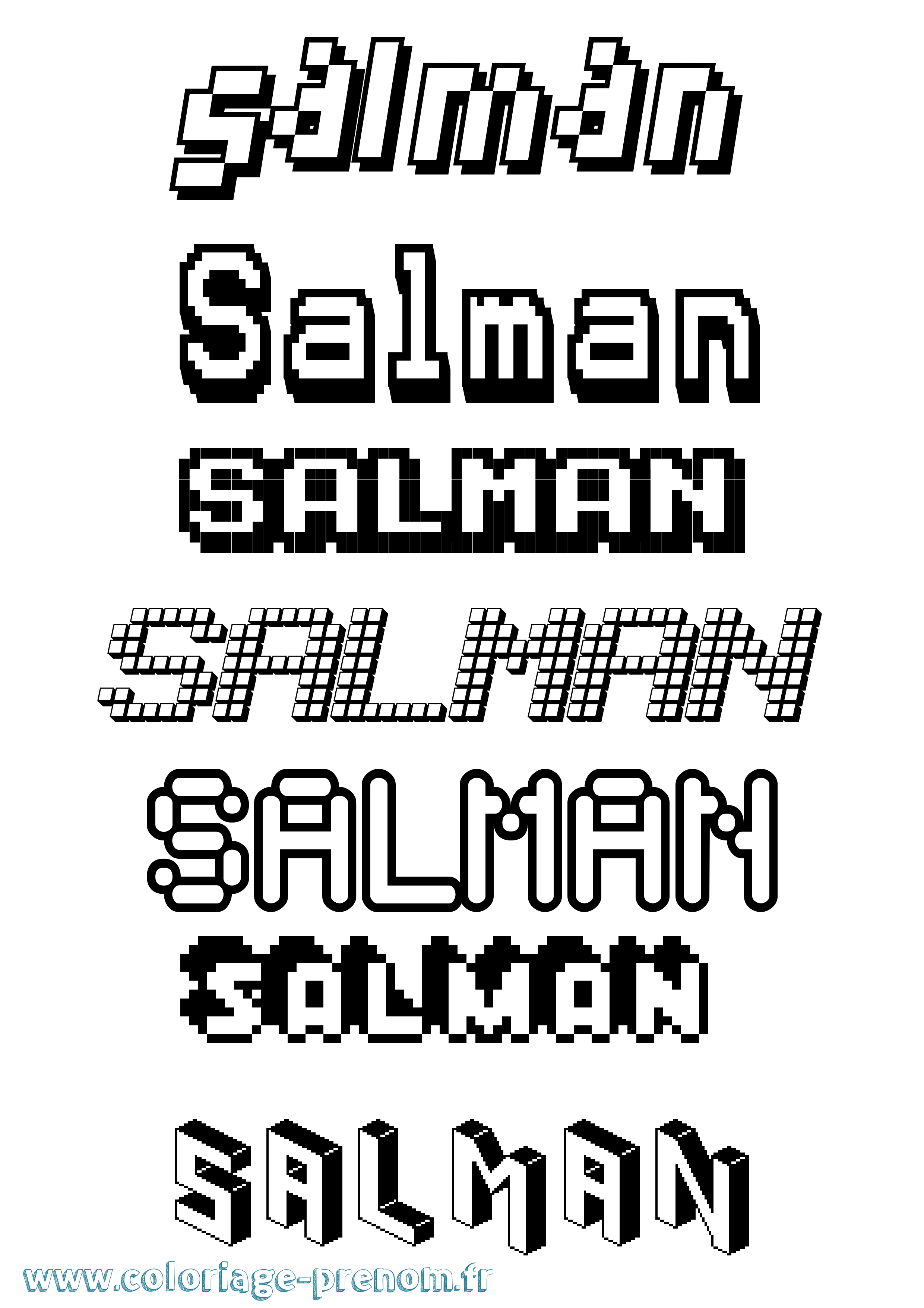 Coloriage prénom Salman Pixel